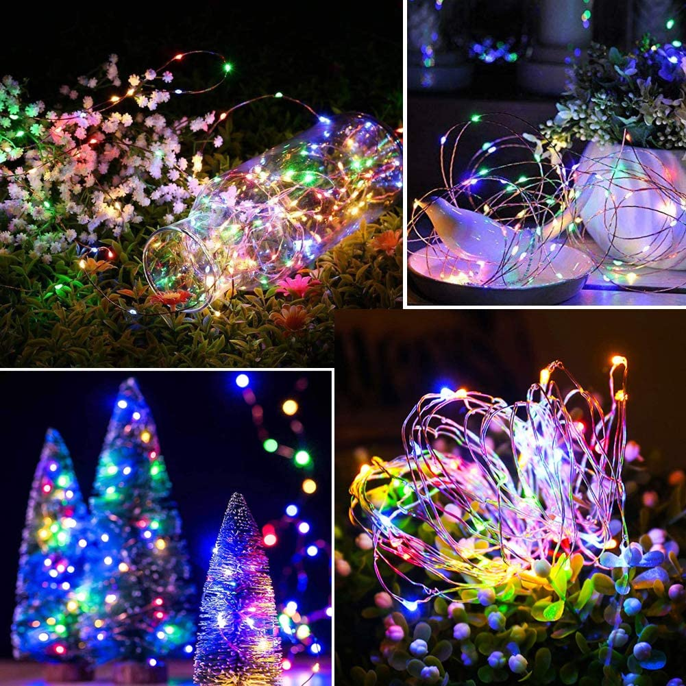 Solar Fairy Lights Outdoor, 2 Pack 120LED Solar Powered Fairy Lights Waterproof 12M/40Ft 8 Modes Indoor/Outdoor Starry Lights Decoration Lighting for Garden, Patio, Yard, Party, Wedding(Multi-Colored) image number 2