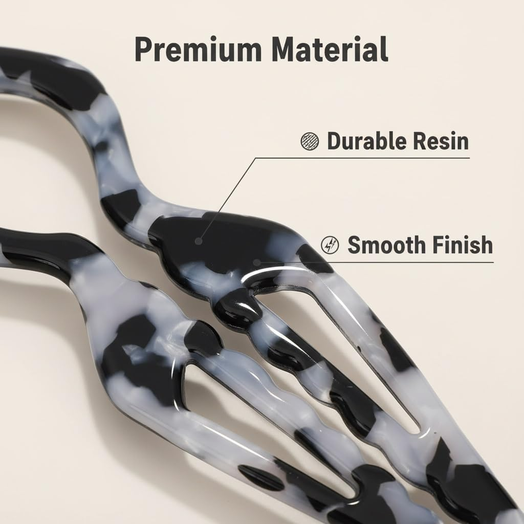 3PCS French Hair Pins for Women, U-Shaped Cellulose Acetate Hair Sticks, Non-Slip Durable Hair Forks for Bun & Updo Styling, Elegant Hair Accessories (Leopard Beige) image number 1