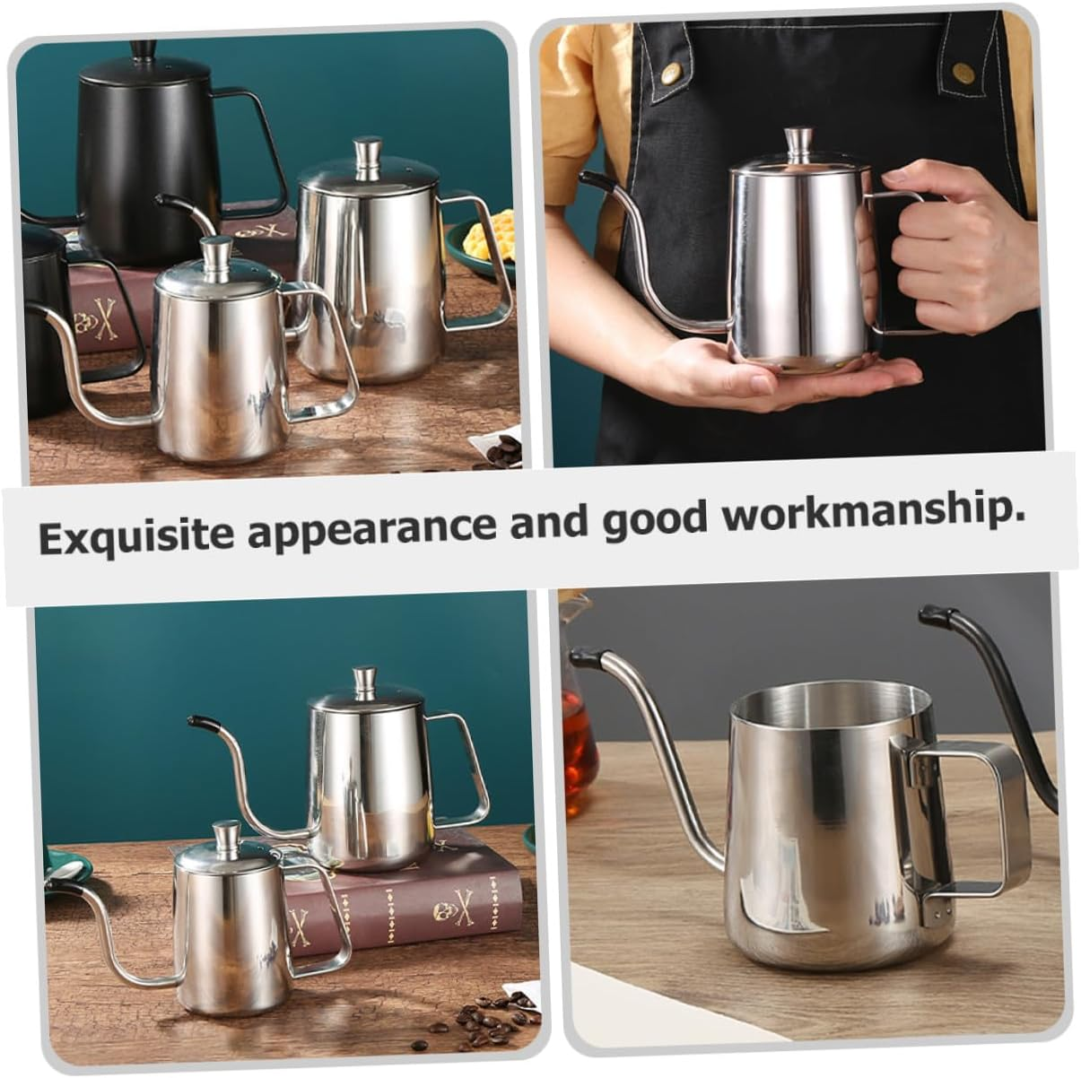 PERSELOSO Stainless Steel Gooseneck Kettle for Coffee Tea Brewing Induction Compatible Long Spout for Precise Pour Control Elegant Office Home Use Heat Resistant Base Easy to Hold Design image number 6