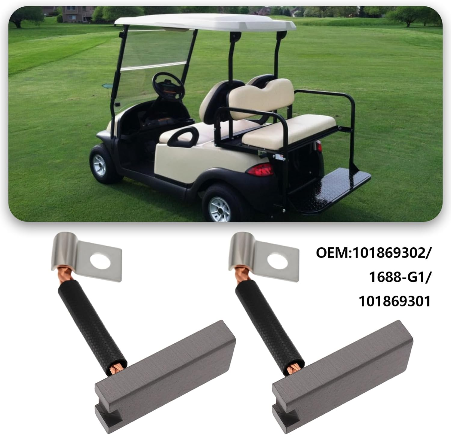 Ecsing 4Pcs Golf Cart Starter Generator Brushes Set Replacement Part 101869302 26658G01 30443-77 JF2-81111-00-00 Compatible with EZGO Gas (1978-Up)