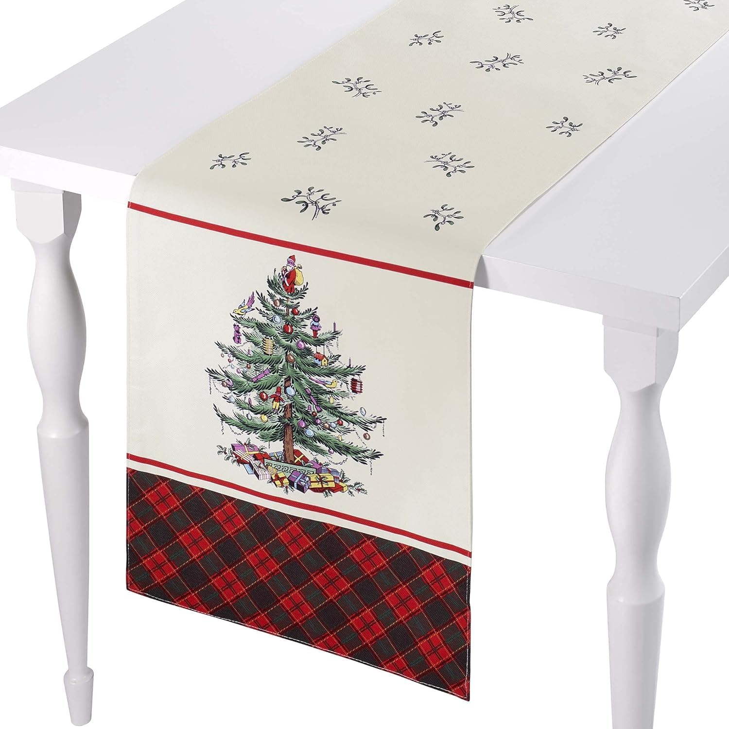Spode - Fabric Tablecloth, Holiday Home Decor Christmas Tree Tartan Collection, 52" X 70" image number 2