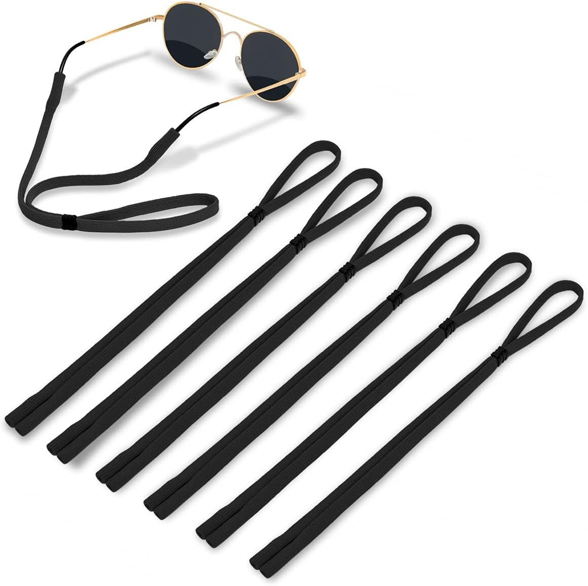 Glasses Strap (Pack of 6) for Men Women Adjustable Sunglasses Eyewear Retainer - 2 Pack (Black,Blue Black) image number 6