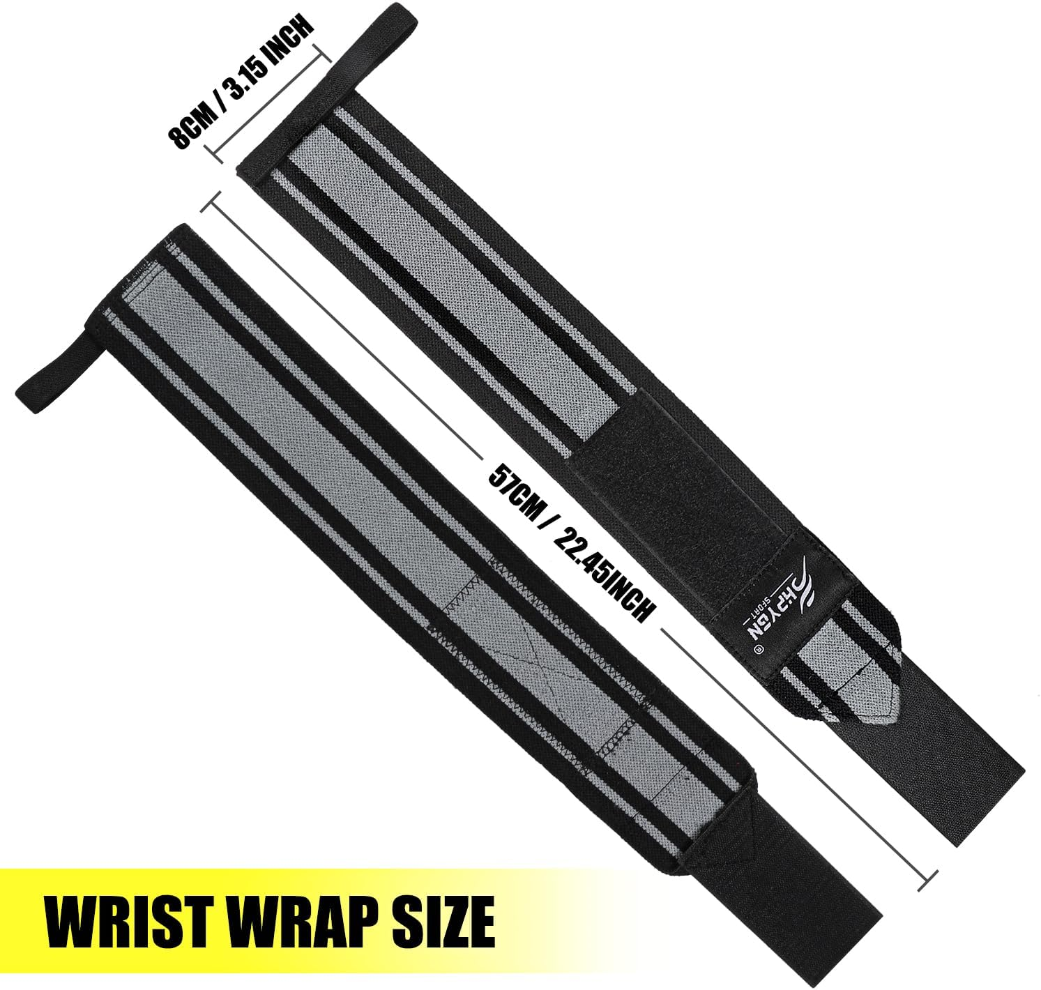 Wrist Wraps, Wrist Support for Weightlifting, Powerlifting, Strength Training, Benching, Bodybuilding, Crossfit, Thumb Loops with Adjustable Straps, Workout Wrist Strap for Men and Women