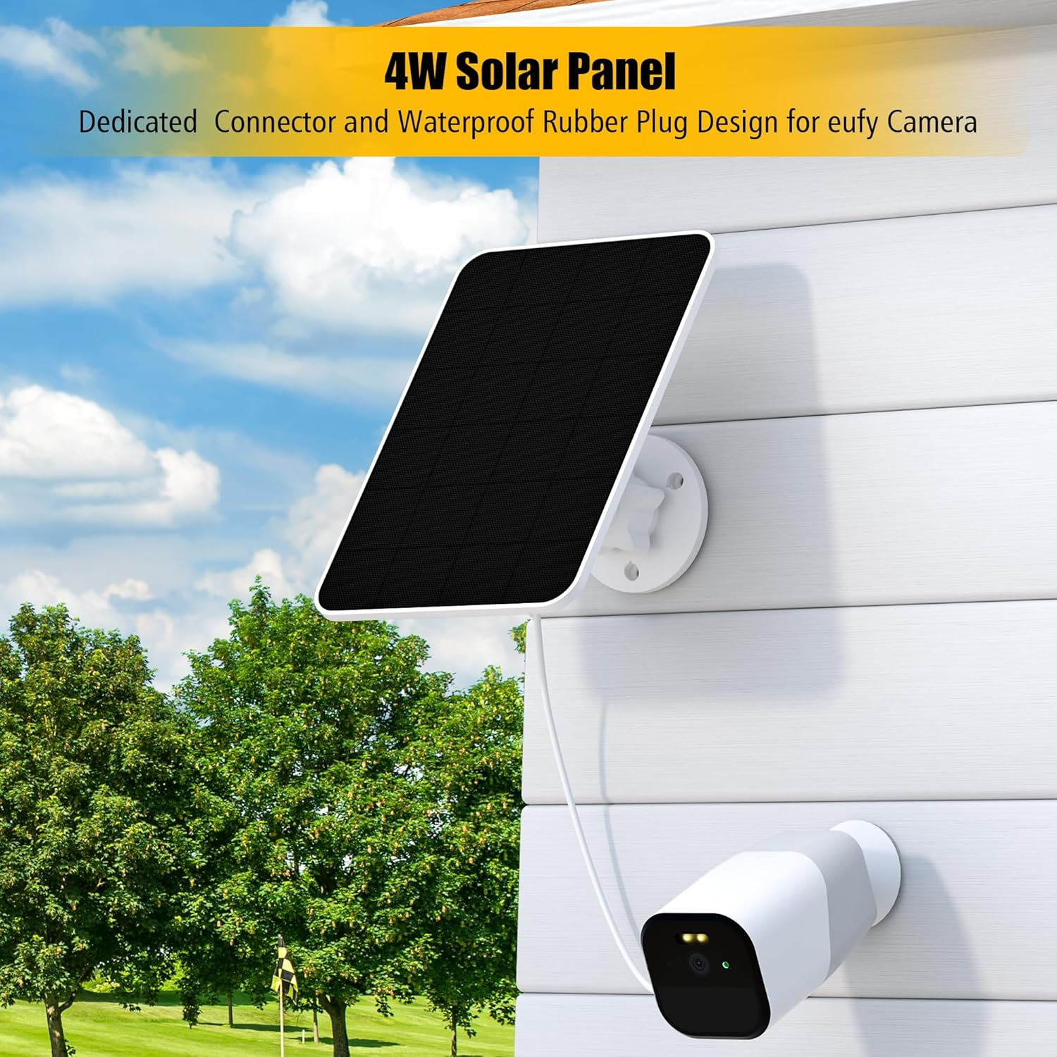 Rhorawill Solar Panel for Eufy Camera, Security Camera, 5V 4W Solarpanel for Eufycam 2/2 Pro, 2C/2C Pro, Solocam E/E20/E40 Spotlight, Type-C Solar Charger for Eufy with Micro USB & Rubber Plug, IP65 image number 6