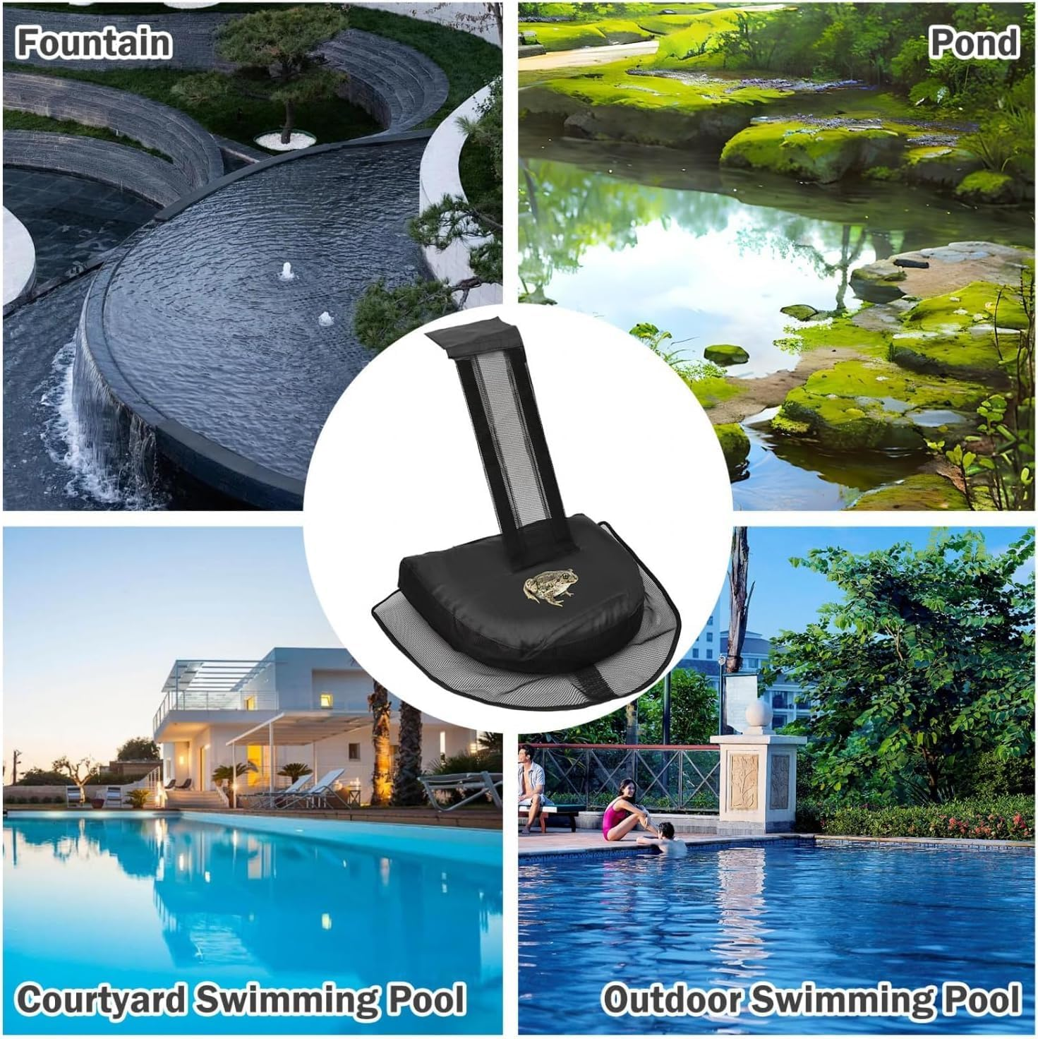Animal Escape Ramp for Swimming Pool &ndash; Wildlife Saver for Frogs, Ducks, Birds Lizards | Floating Safety Platform Creature Pool Maintenance (Black-2Pack) image number 6