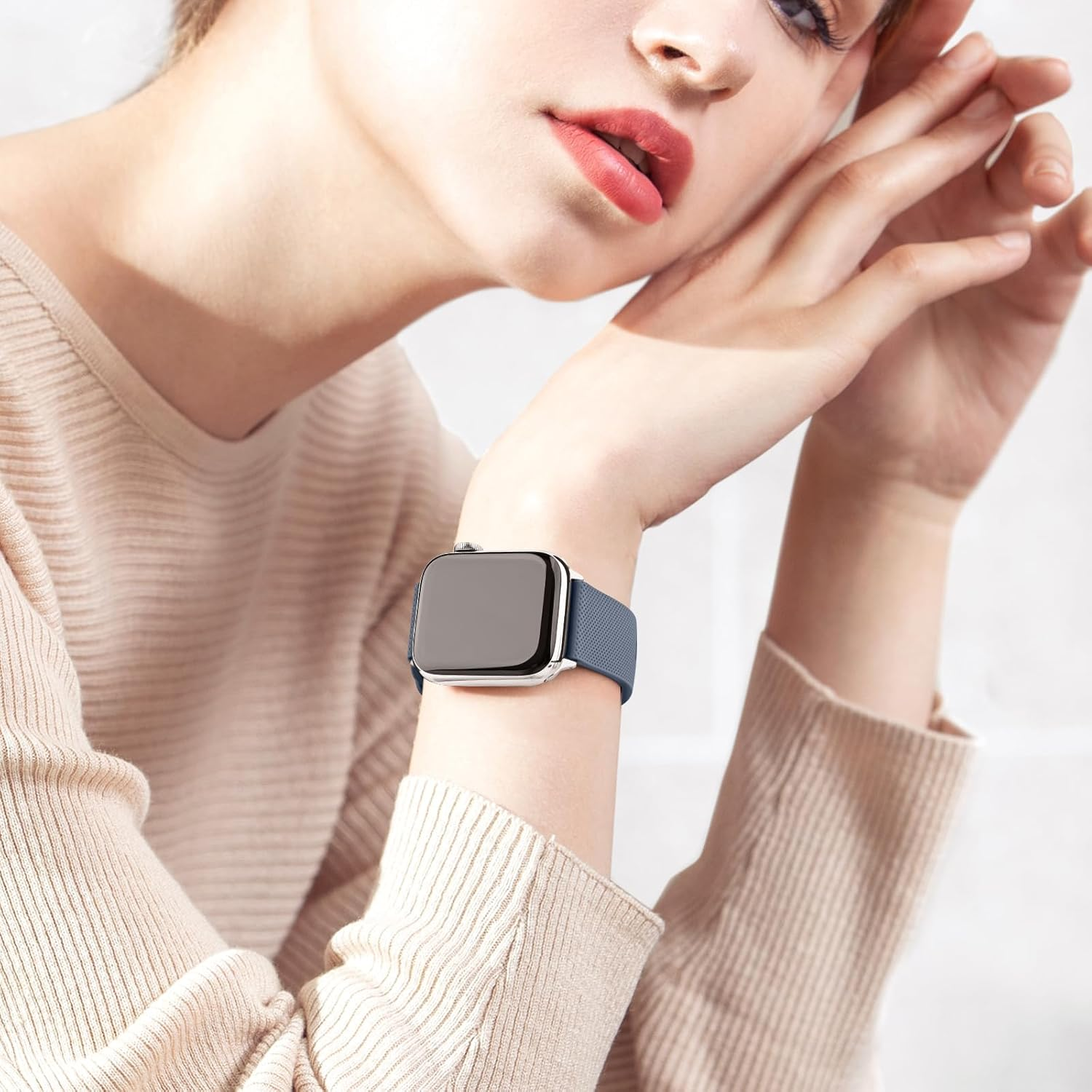 Leonids Silicone Bands for Apple Watch Band 44Mm 46Mm 45Mm 42Mm 49Mm for Women Men, Soft Adjustable Wristband Strap for Iwatch Ultra Series 10 9 8 7 6 5 4 3 2 1 SE image number 1