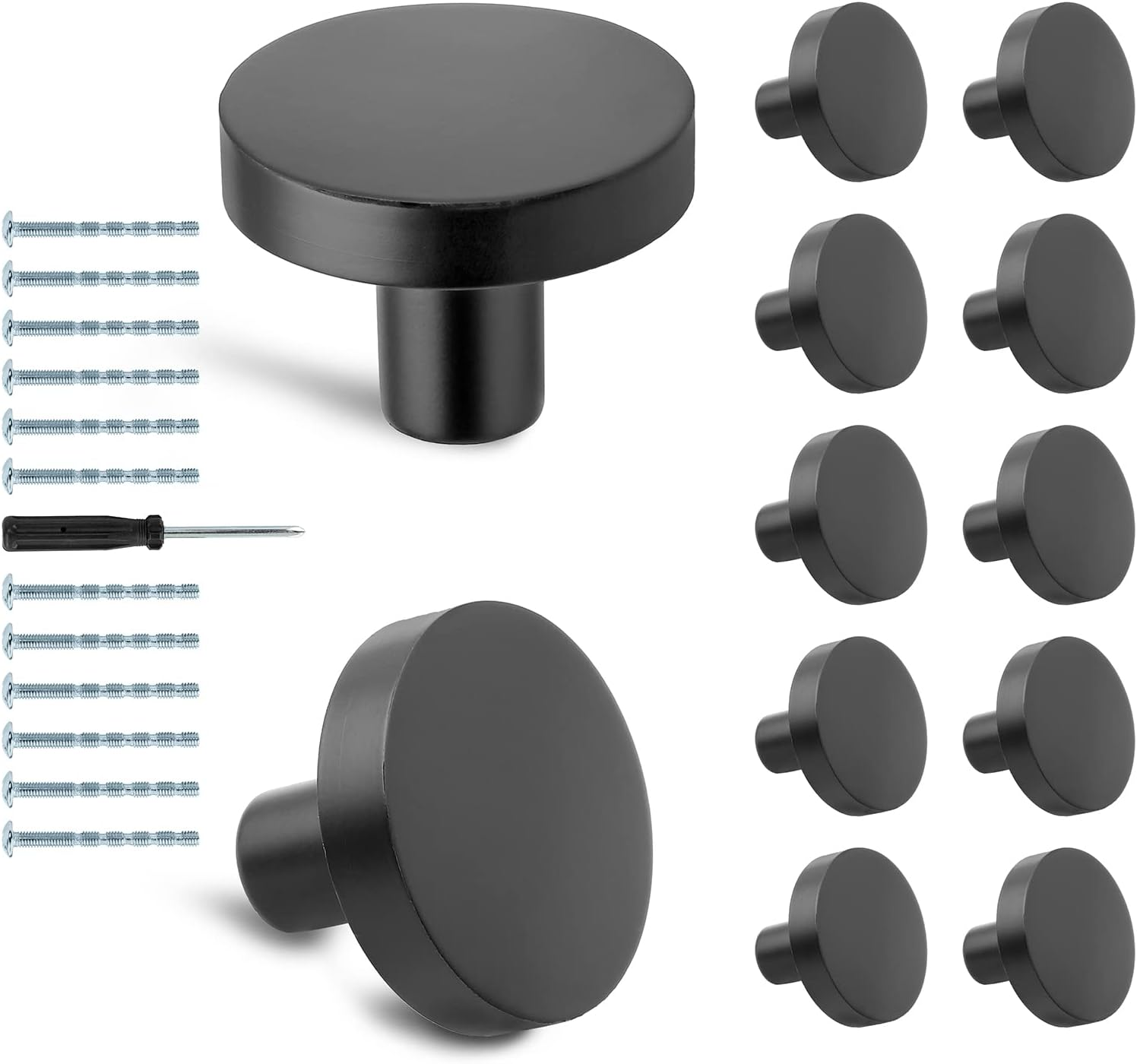 Masendelk Matte Black Drawer Knobs, 12Pcs Kitchen Cabinet Knobs Modern Dresser Decorative Pulls round Furniture Handles for Cabinets Cupboards MINYH2022031702 - 003