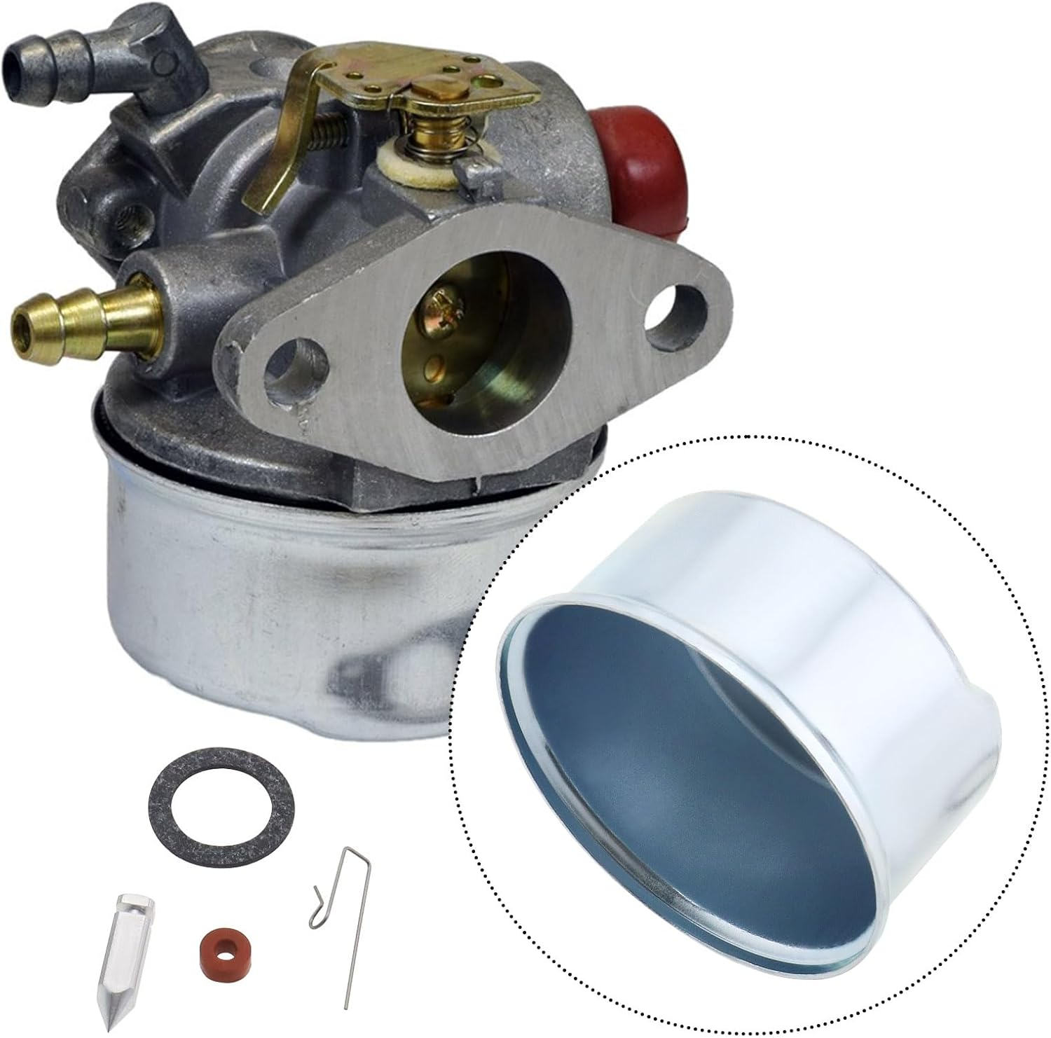 SG Store 2Sets Carburetor Float Bowl & Needle Seat Kit Primer Bulb O-Ring Repair Kit Compatible with Tecumseh 631867 631021B 631021A 631021 36045A Lawn Mower Carb image number 5