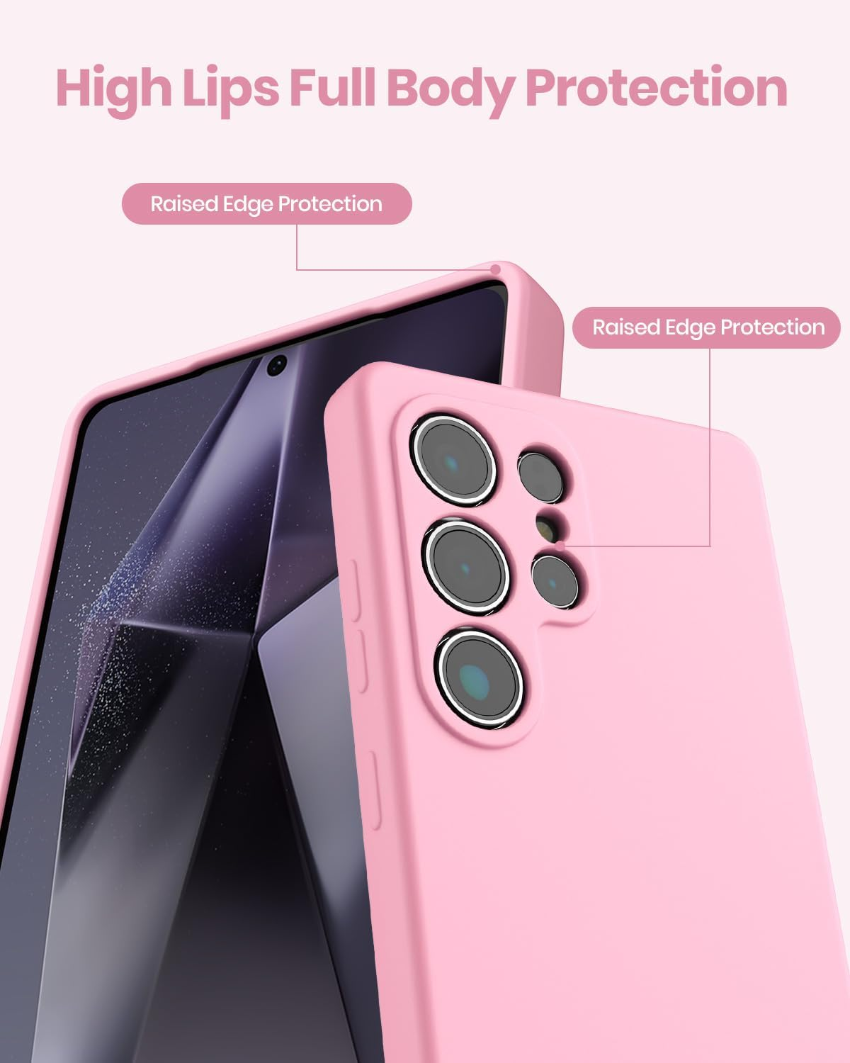 CUZMIGO Silicone Case for Samsung Galaxy S25 Ultra, Soft Slim Liquid Silicone Phone Case with Anti-Scratch Microfiber Lining, Camera Cover Protection with Cute Color Variety, Chalk Pink image number 2