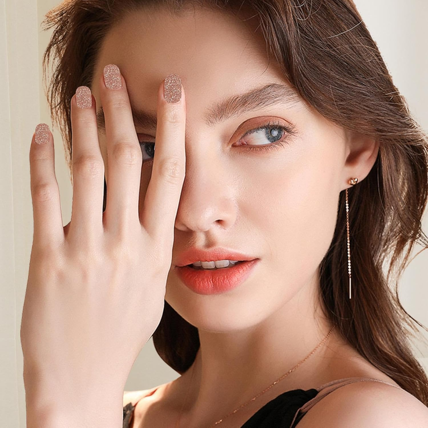 GEUGECY Semi Cured Gel Nail Strips, Long-Lasting Gloss Stickers, Soft Adhesive Glitter Wraps, Peel and Stick for Quick Nails Makeover - Cs030 image number 7