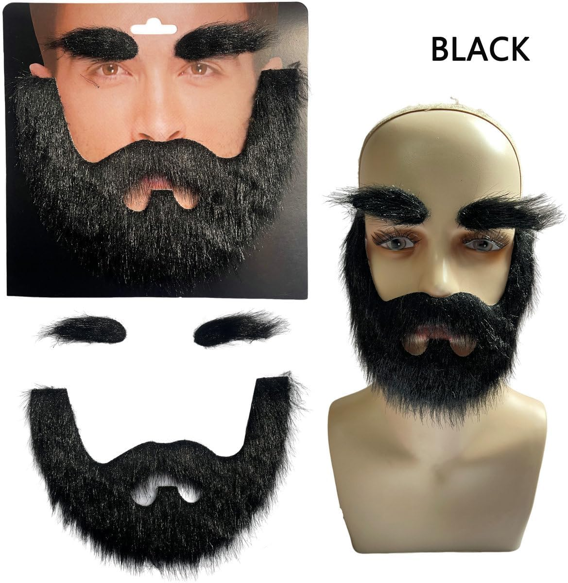 CENZICOM Fake Mustache Set Fake Beard Mustaches - DIY Self Adhesive Facial Hair for Costume and Halloween Festival Party image number 1