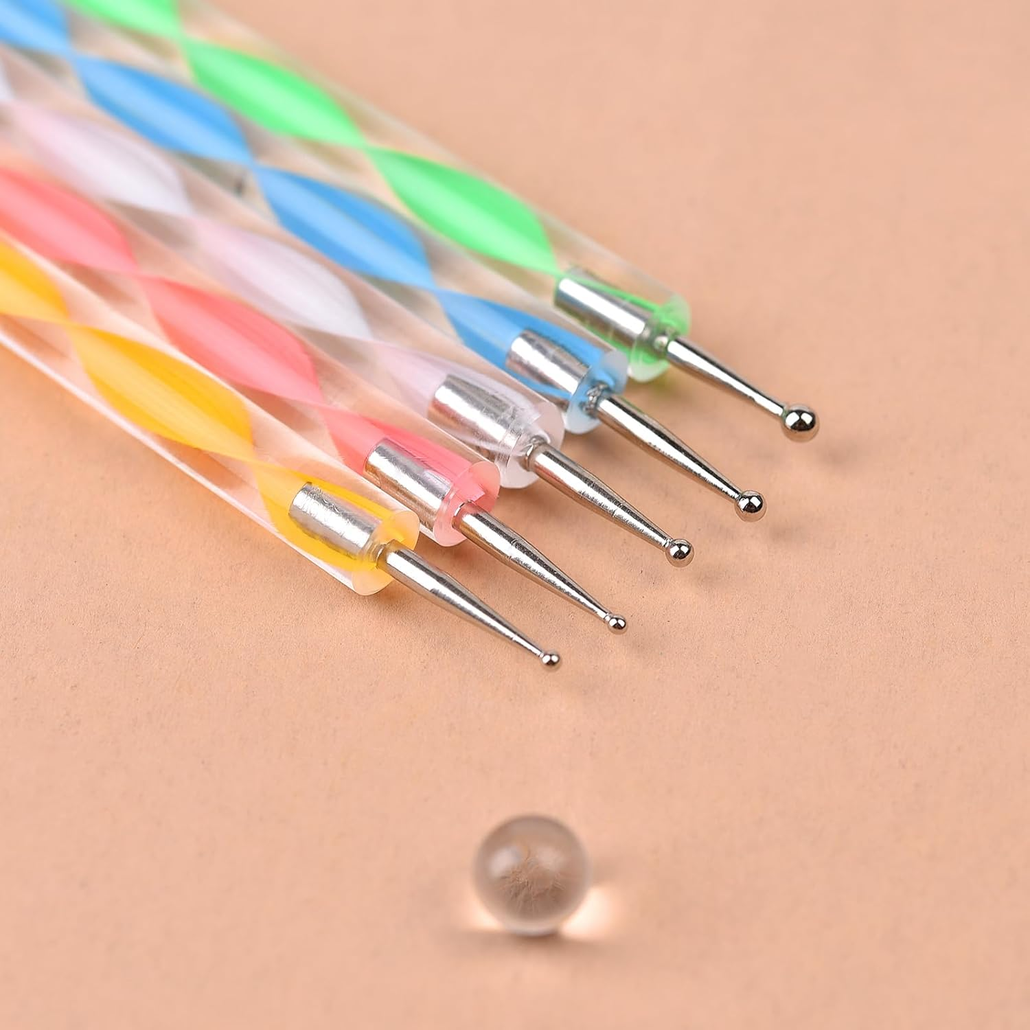 Siyuwuro 5Pcs Double-Ended Nail Art Dotting Pens 10 Different Diameter Ball End Dots Painting Pen Tool 2 Way Nail Art Design Tools for Nail Decorations Art Stippling Engraving Drawing