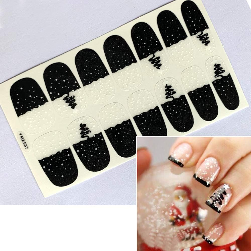 SILPECWEE 14 Sheets Christmas Adhesive Nail Polish Stickers Strips and 1Pc Nail File Holiday Nail Wraps Decals Manicure Accessories image number 4