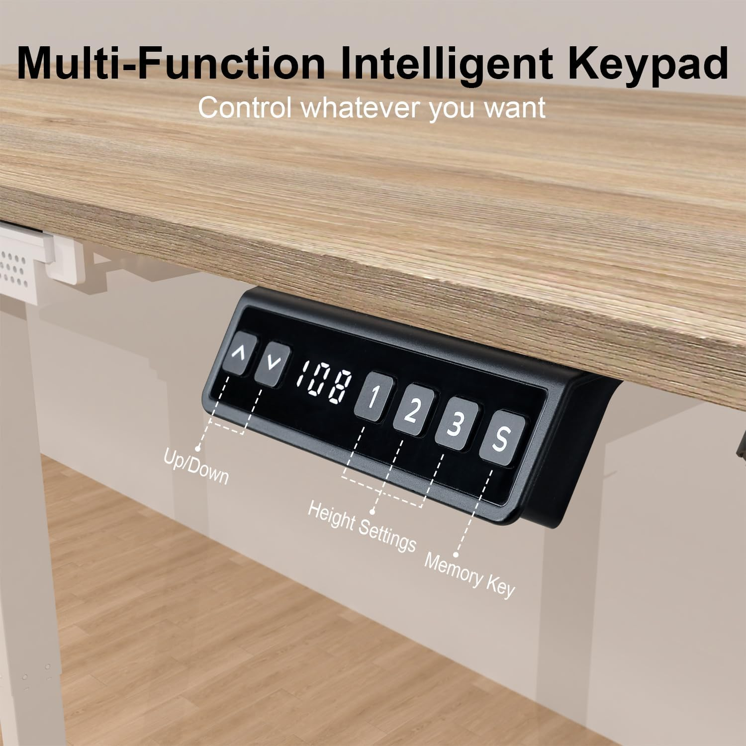Anshine 100 X 60Cm Electric Standing Desk, Height Adjustable Stand Desk with Drawers,Sit Stand Computer Home Office Desk (Oak Top White Legs) image number 5