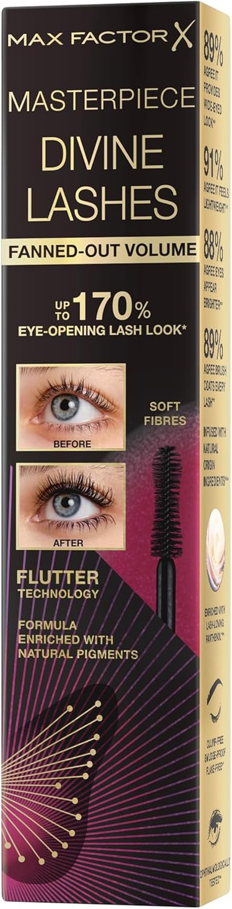 Max Factor Masterpiece Divine Lashes Volumising Mascara, Black Brown, Natural-Pigment Formula, Clump-Free Volume, Fanned Out Volume, All-Day Volume,8Ml - Brown image number 3