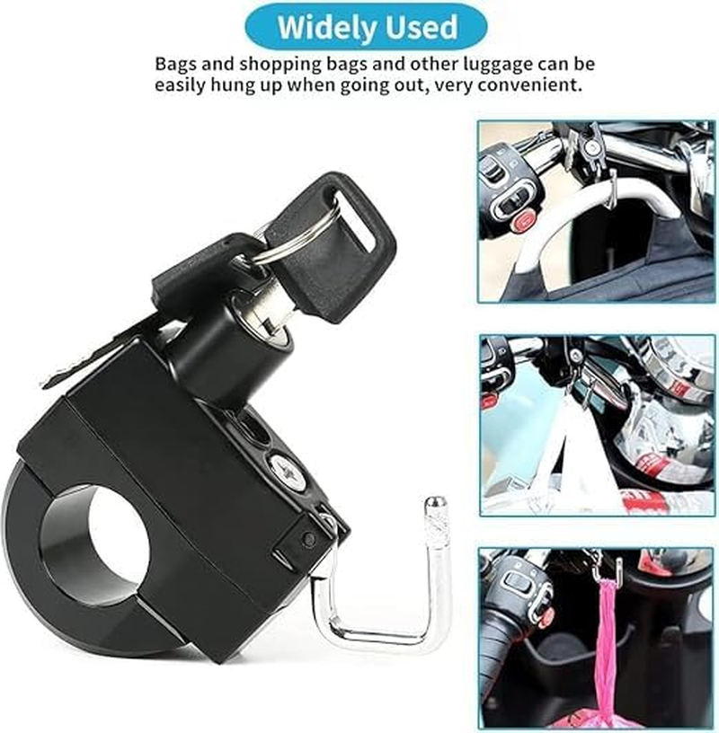 Motorcycle Helmet Lock, Scooters and Bicycle anti Theft Safety Lock with 2 Keys for 22-28Mm Handlebar image number 1