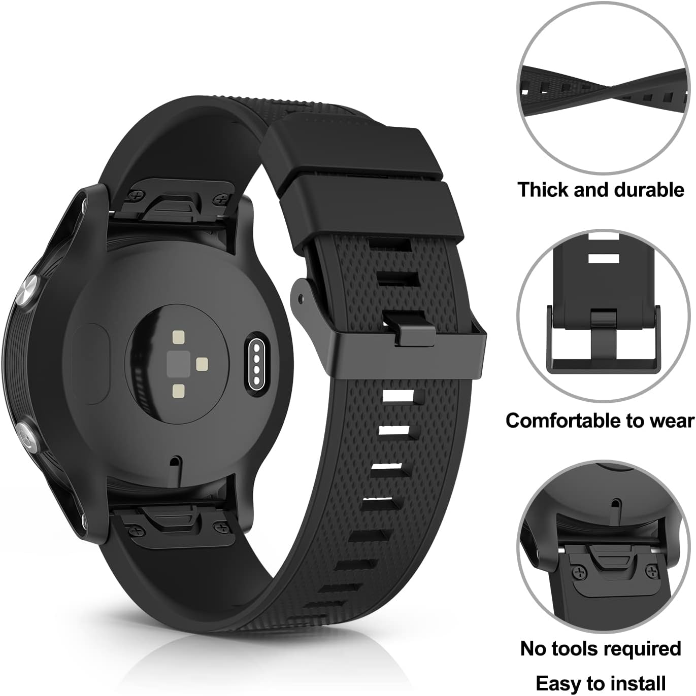 Sport Bands for Garmin Fenix 7 Band/Fenix 6 Band/Fenix 6 Pro/Fenix 5/Fenix 5 Plus/Instinct/Quatix 5/Forerunner 935/945/745, 22Mm Silicone Breathable Replacement Wristband Quick Release Strap for Garmin Fenix 7/Fenix 6/Approach S60/S62/Quatix 5 Sapphire/Forerunner 935 image number 5
