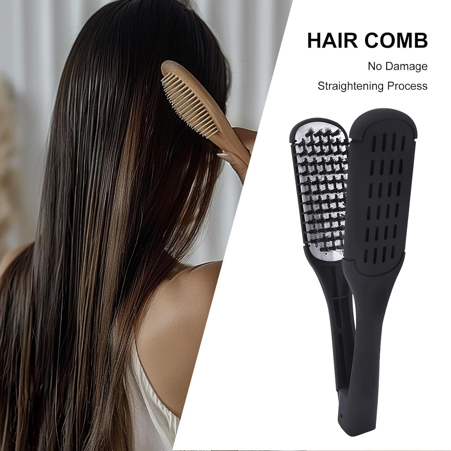 Hair Straightening Brush, Anti-Slip Styling Comb, 9.33X1.85In Comfortable Grip Design, Fast Heat Technology, Easy Hold Brushes for Daughter Friend Sister, Daily Hair Care image number 5