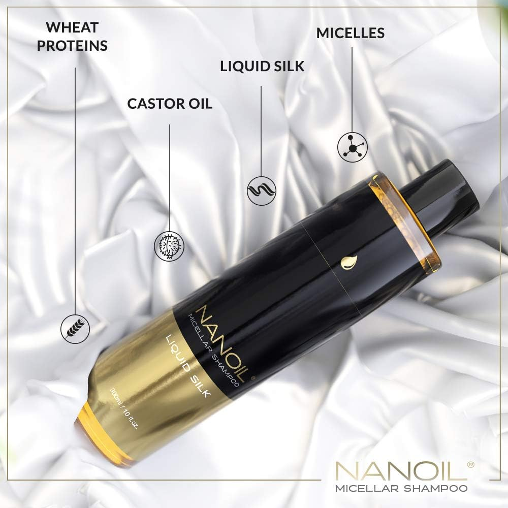 NANOIL Micellar Shampoo with Liquid Silk, Smoothing, Smoothing, More Elasticity, Clean Hair and Scalp, 300 Ml image number 3