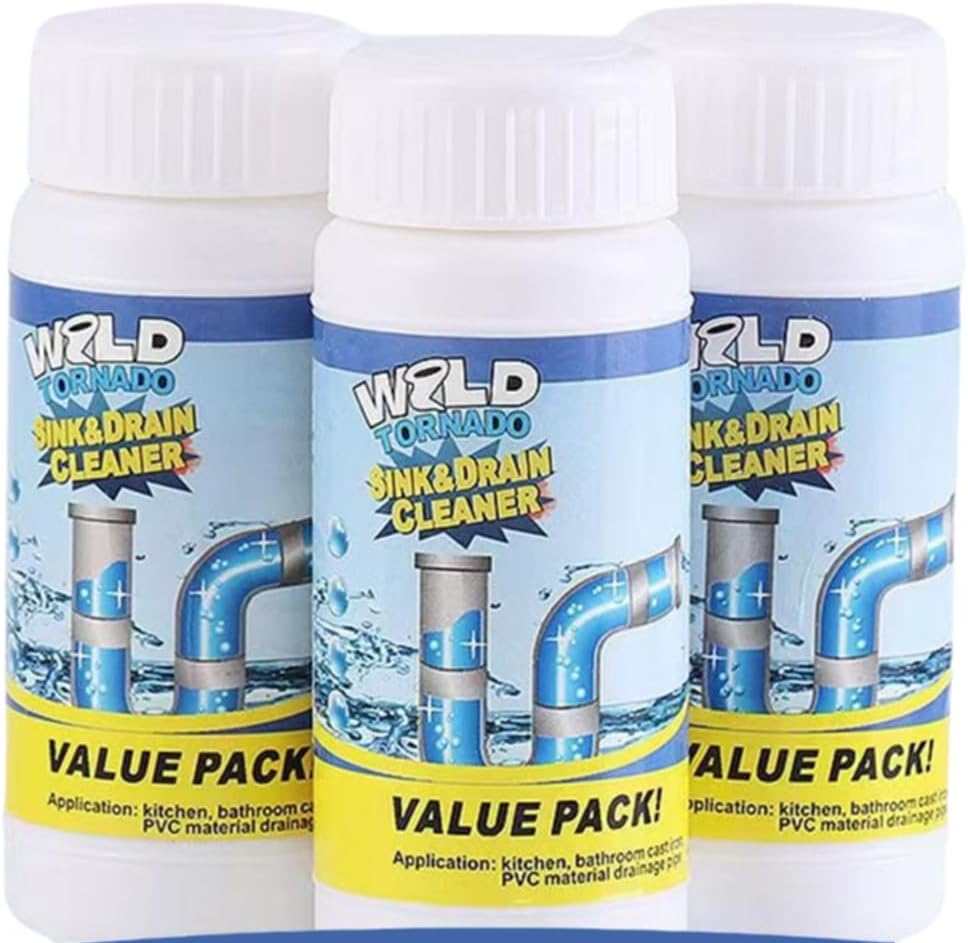 Acssart Drain Cleaner, Wild Tornado Sink and Drain Cleaner Powder, Wild Sink and Drain Cleaner, Pipeline Dredging Agent for Kitchen Bathroom, Powerful Fast Foaming Sink Drain Cleaner (1 Pcs)