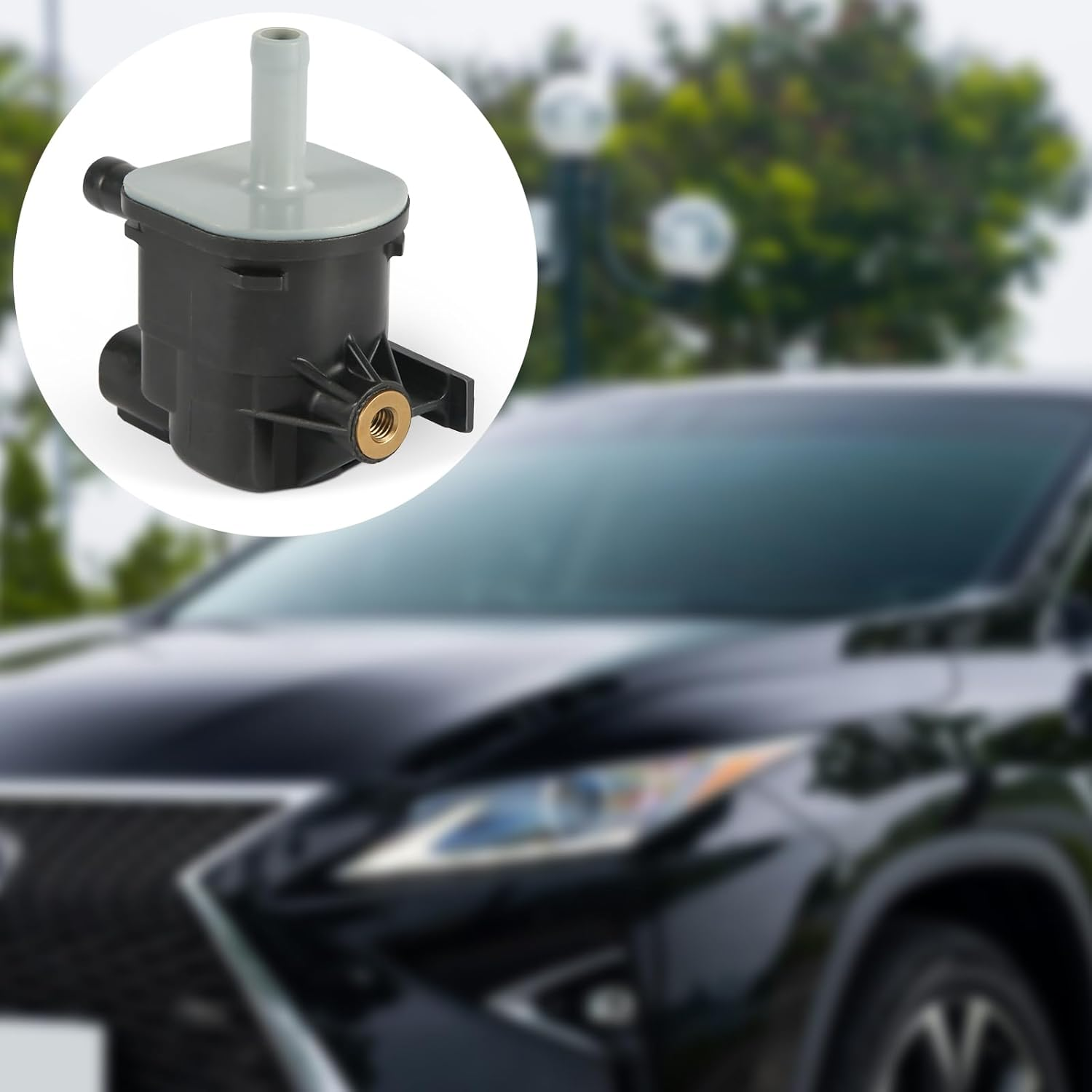 Vacuum Purge Valve, Compatible with Toyota Lexus 90910-12276 136200-7010, Plastic, Gray and Black, Globe Valve, 1/4 in Flange Inlet, 1/4 in Barb Outlet, 2 Ports image number 4