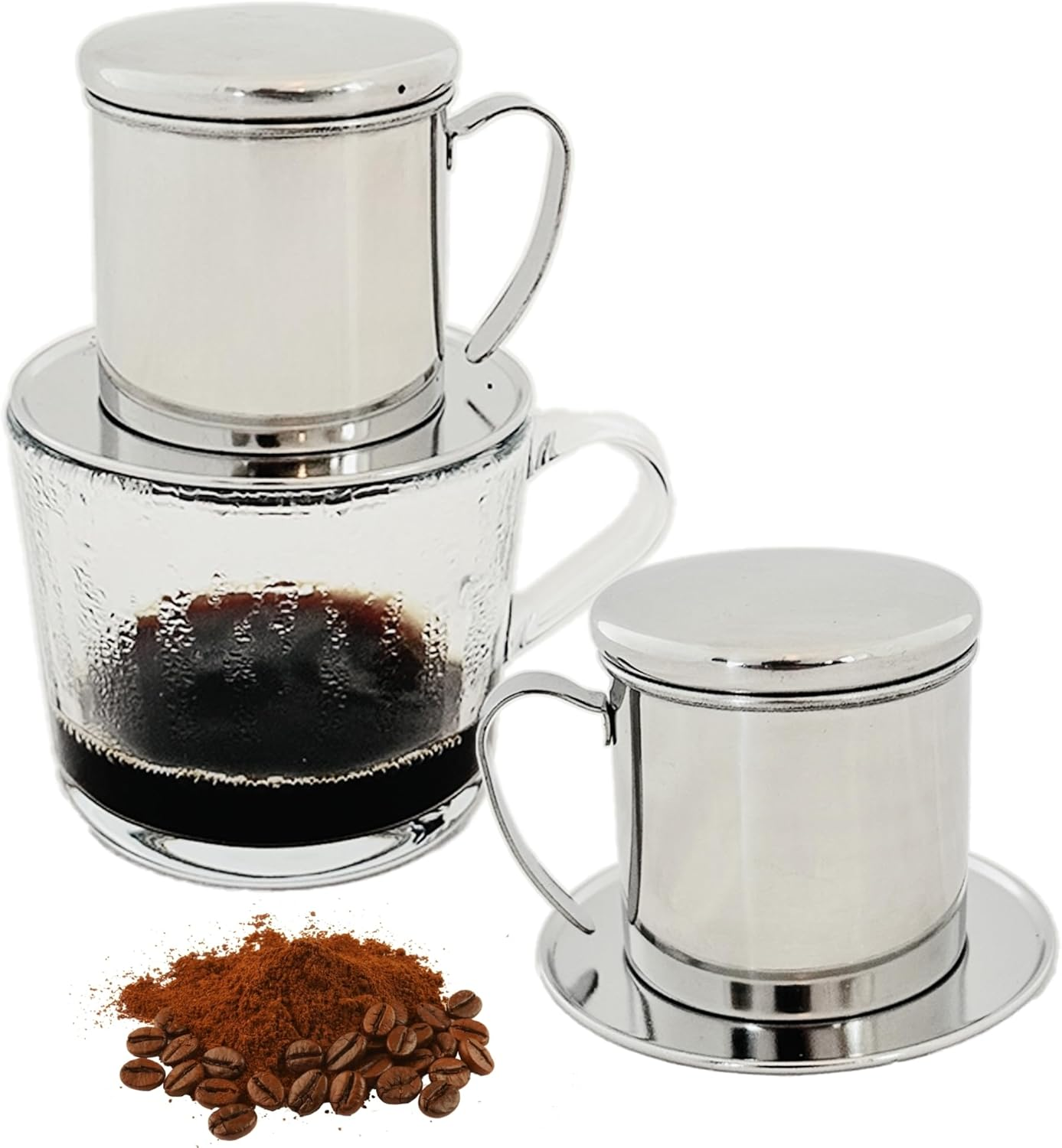 Vietnamese Coffee Phin Filter - Silver, Traditional Portable Stainless Steel Coffee Phin for Authentic Vietnamese Coffee Drip Brewing image number 3