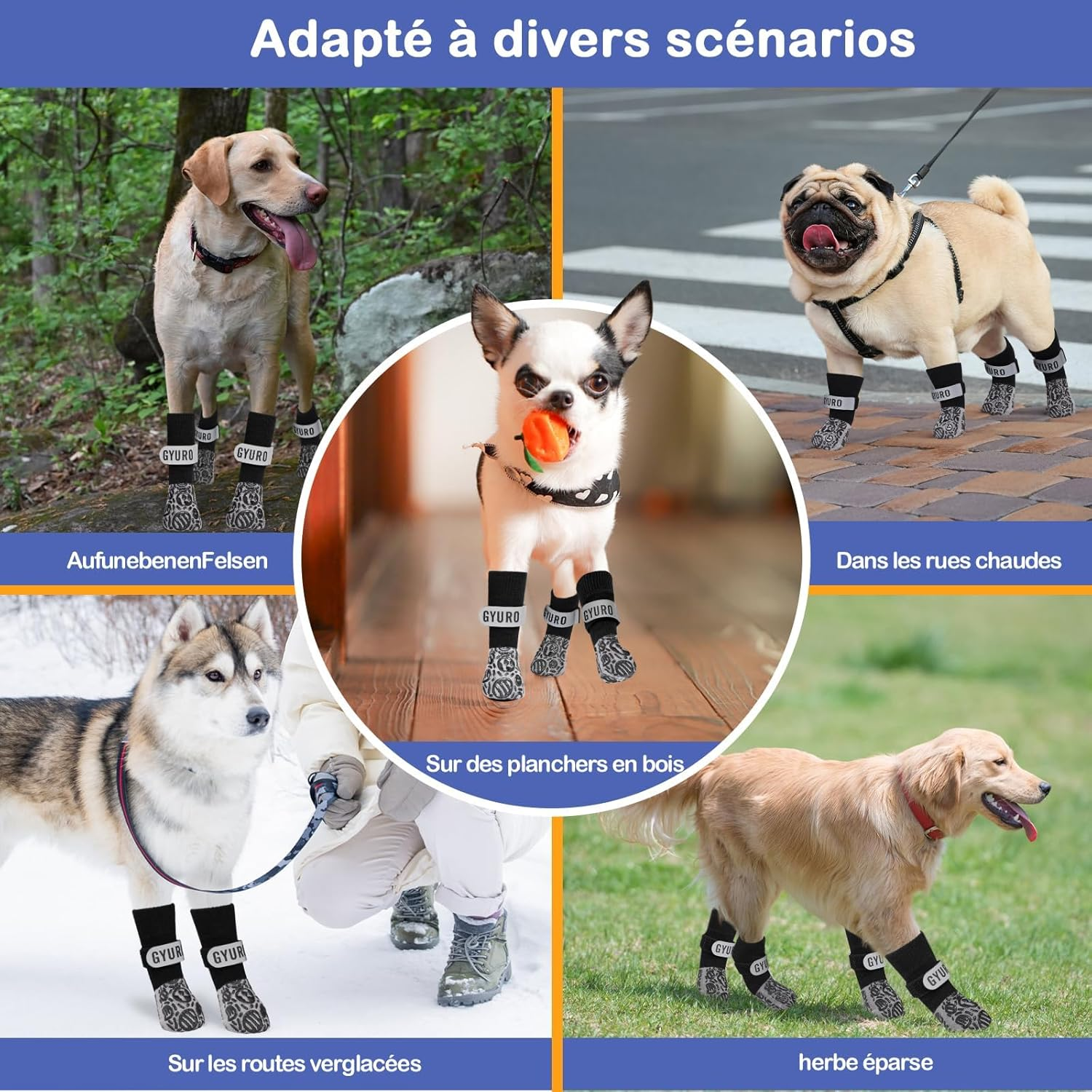 Double-Sided Non-Slip Dog Socks for Indoor Use to Prevent Paws Licking, Paw Protection, Pet Paws, Protection, Traction, Control Socks on Hardwood Floor (Black, XXL) image number 2