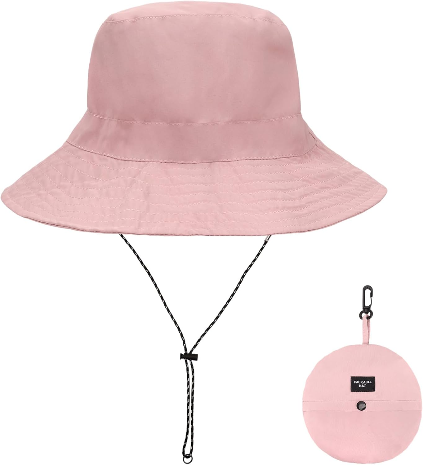 Bucket Hats, Packable Bucket Hat with String, Wide Brim Ring Buckle Sun Hat for UV Protection Women Men Beach Fishing Camping image number 6