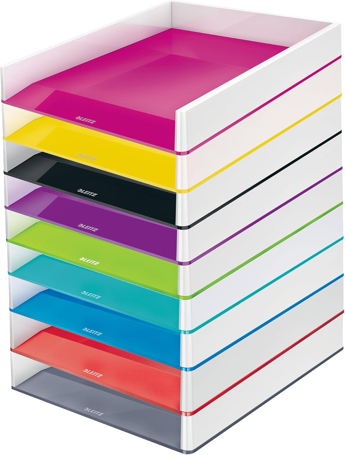 Leitz Wow A4 Letter Tray, Letter Tray in Premium Quality, Stackable Storage Compartment as Desk Organiser, Ideal for Office, Home Office & School, Red, 53611026 image number 1