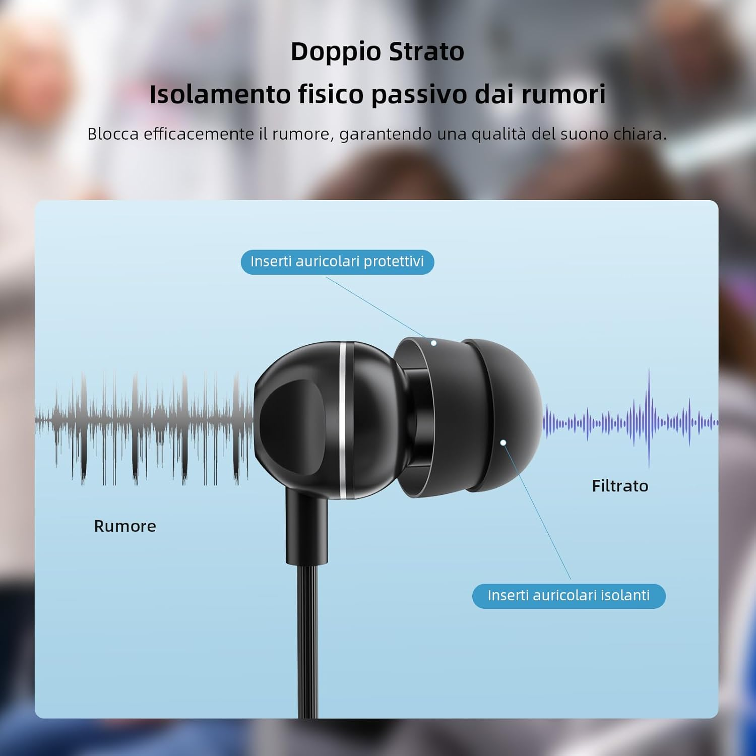 AIAUXAI Soft and Lightweight In-Ear Headphones with Microphone and Volume Control, Noise Reduction Sleep Headphones, USB-C Plug, Magnetic Earphones, Double Layer Silicone Caps