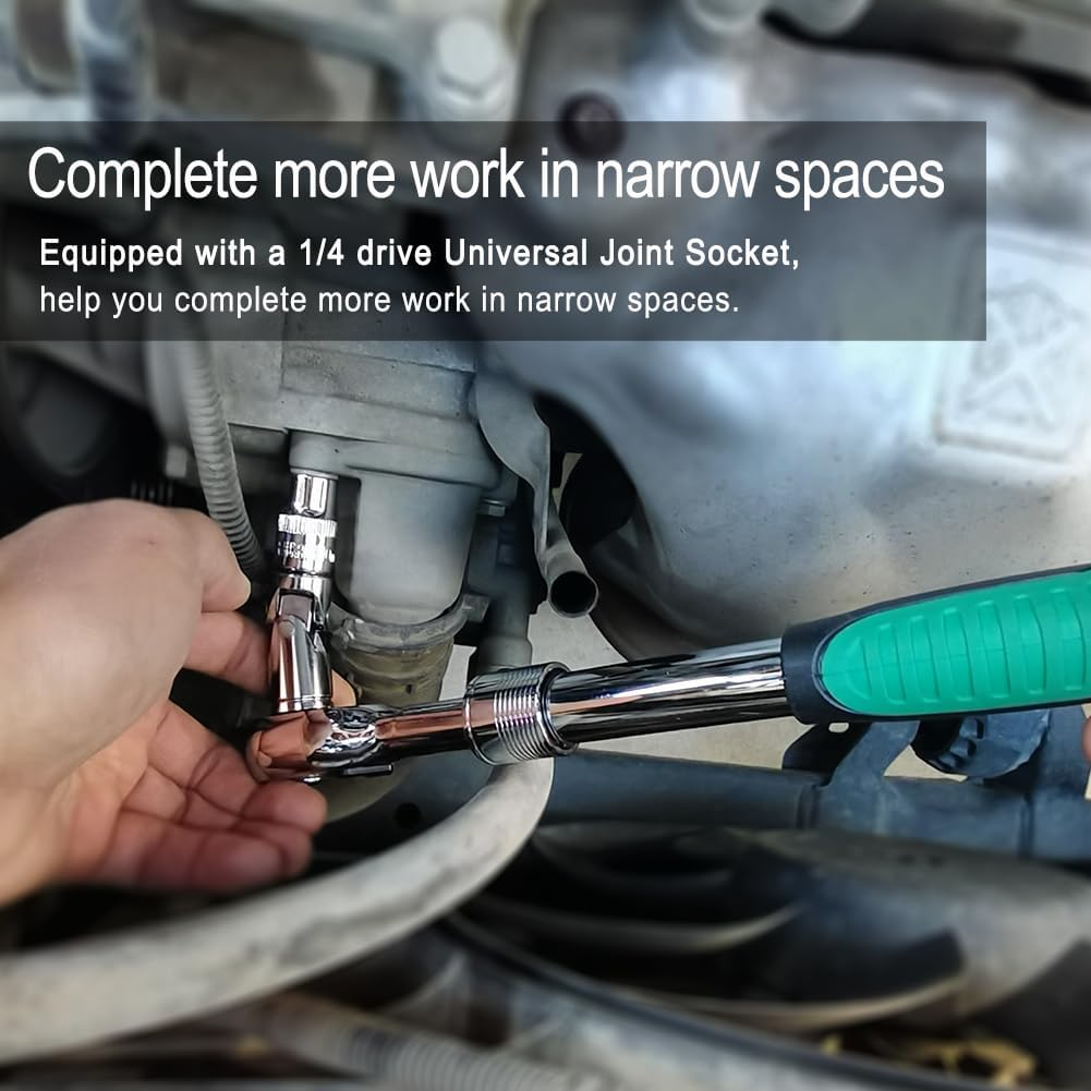 4 Piece 3/8 Inch Drive Extension Bar Set, 3/8 Inch Drive Socket Extension Set Includes 3, 6, and 10 Inch Extensions and 3/8 Inch Drive Universal Joint Socket image number 2