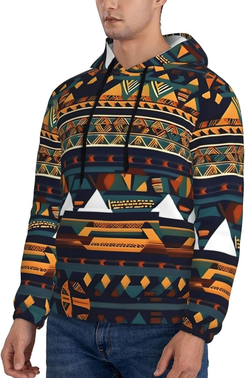 SDEGTHO African Ethnic Pattern Mens Christmas Oversized Hoodies Classic Hoodie Pullover Hoodies for Men Streetwear Sweatshirts