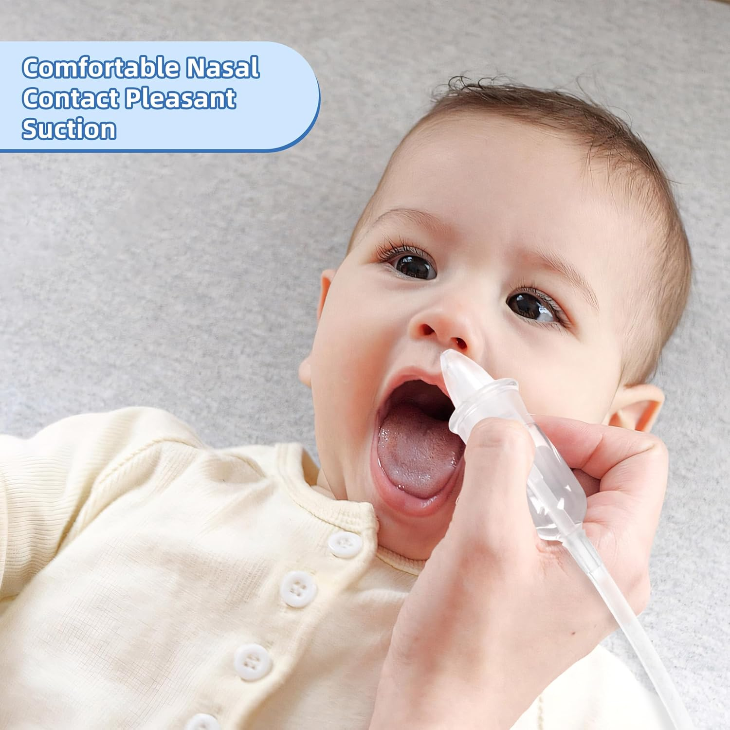Baby Nasal Aspirator, Powerful Hand Pump Baby Nose Sucker, Nasal Aspirator for Baby with Soft Silicone Nose Tip for Fast and Effective Relief of Nasal Congestion in Infant. image number 6
