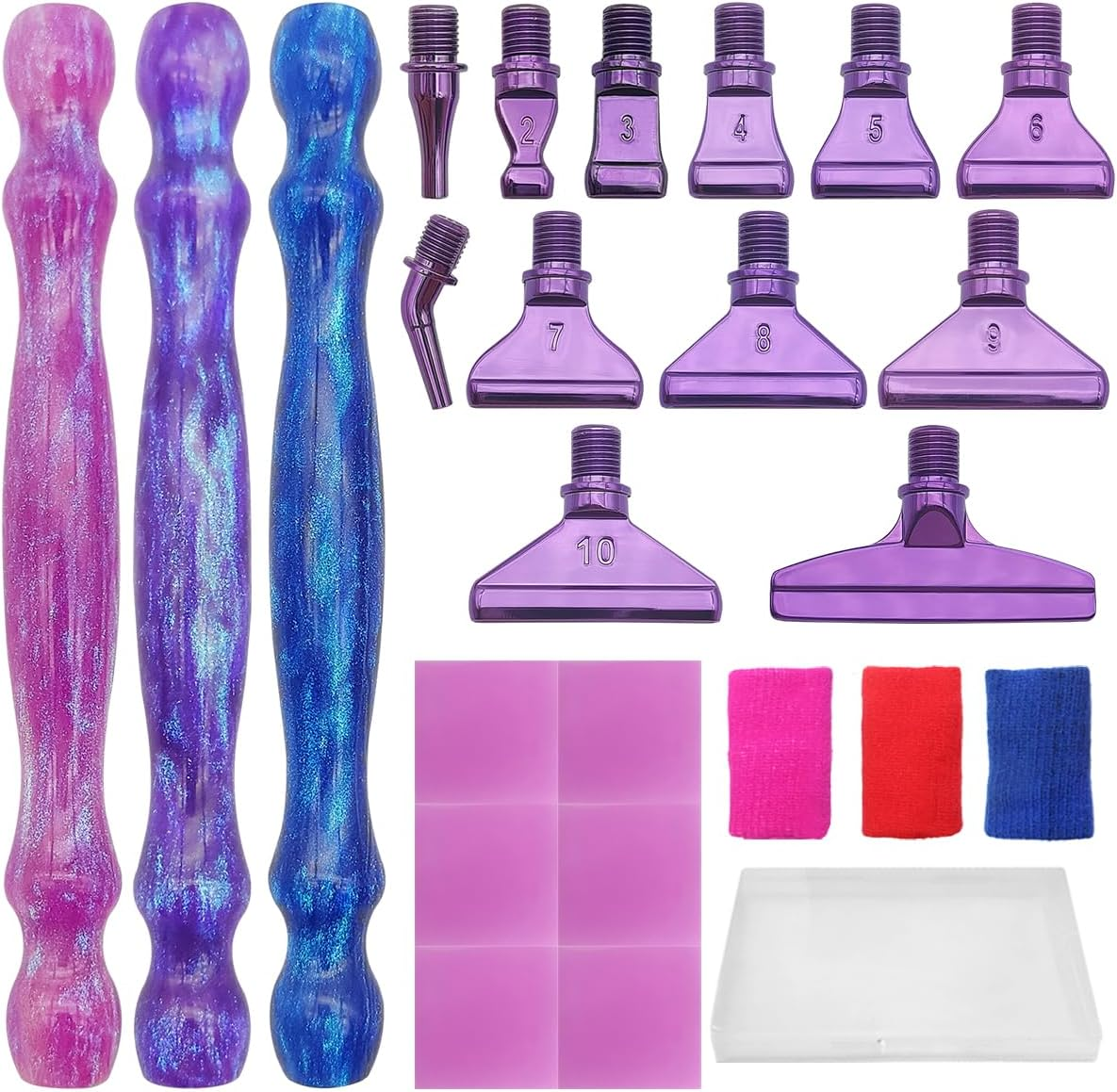 SENHAI 24 Pcs New Diamond Paintings Pens Kits, Colorful Diamond Art Pens Purple Metal Tips Screw Thread Tips Diamond Paintings Accessories Tools for DIY Painting Crafts