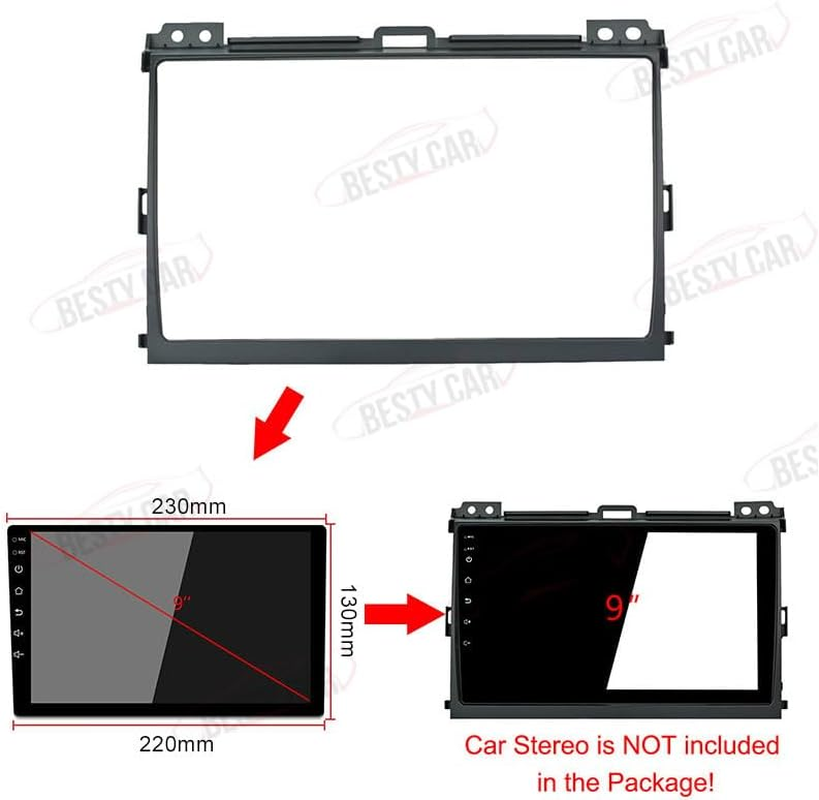 Fits for Toyota Land Cruiser Prado 120 LC120 Lexus GX470 2004-2009 Car Radio Stereo Fascia Frame Double DIN 9 Inch Dash Installation Mounting Kit image number 4