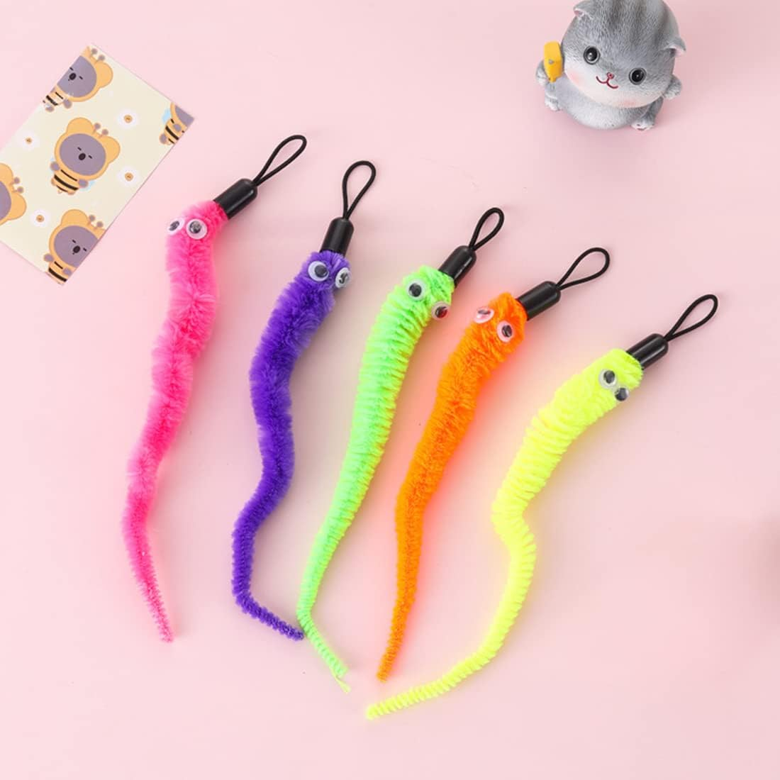 6 Pieces Cat Toys, Interactive Cat Toy, Colourful Fabric Ribbon Sticks, Cat Cord Toy, Indoor Cat Toy, Interactive, Pet Toy for Kitten Training, Cat Accessories image number 4