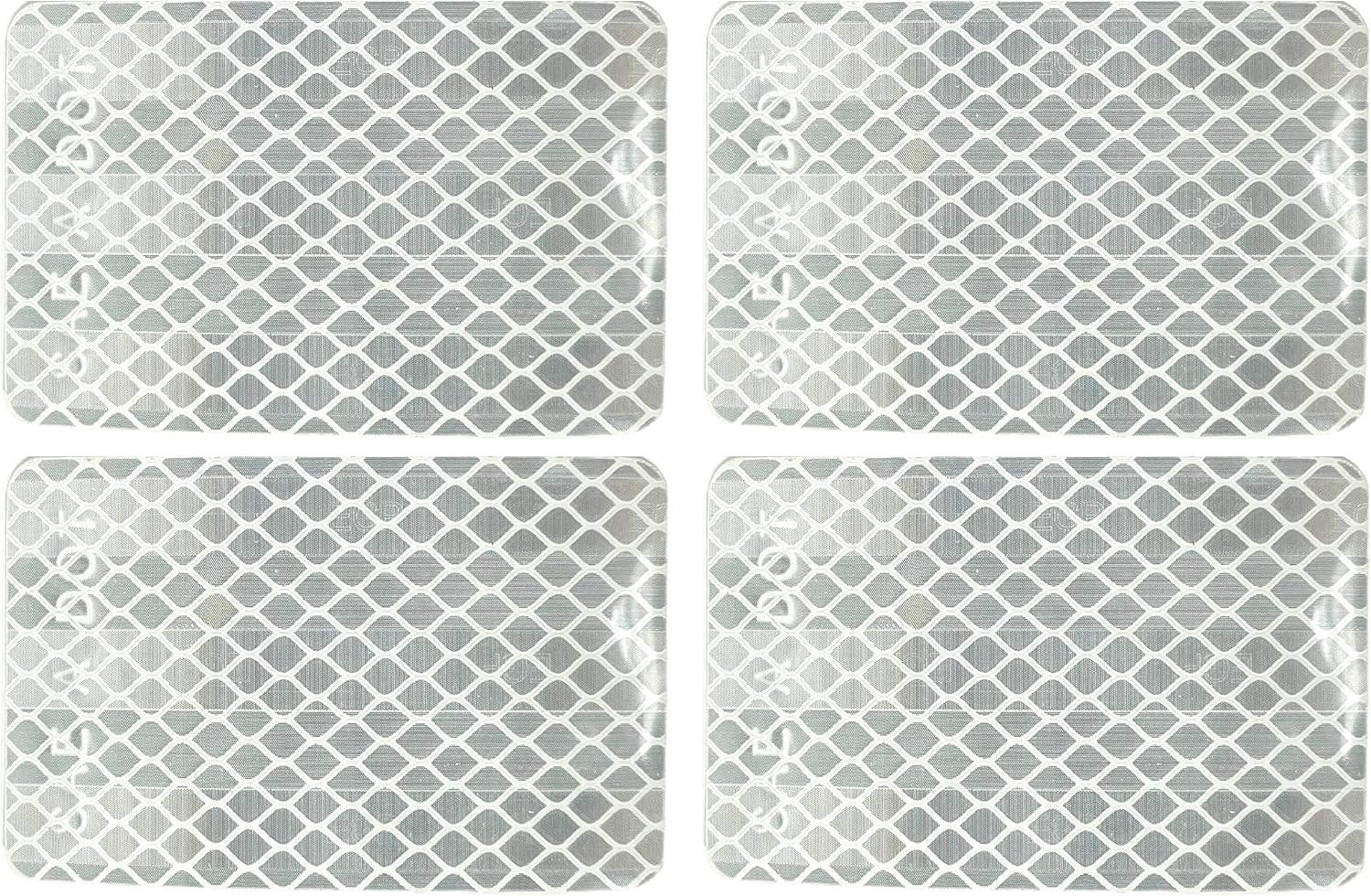 Amber/Red 2X3 Rectangle High Visibility Reflective Stick-On Prism Reflector | DOT-SAE | Strong Adhesive/Weatherproof | Trailer Camper RV Flatbed Fender Property Boat Marine (Red, Qty 4)