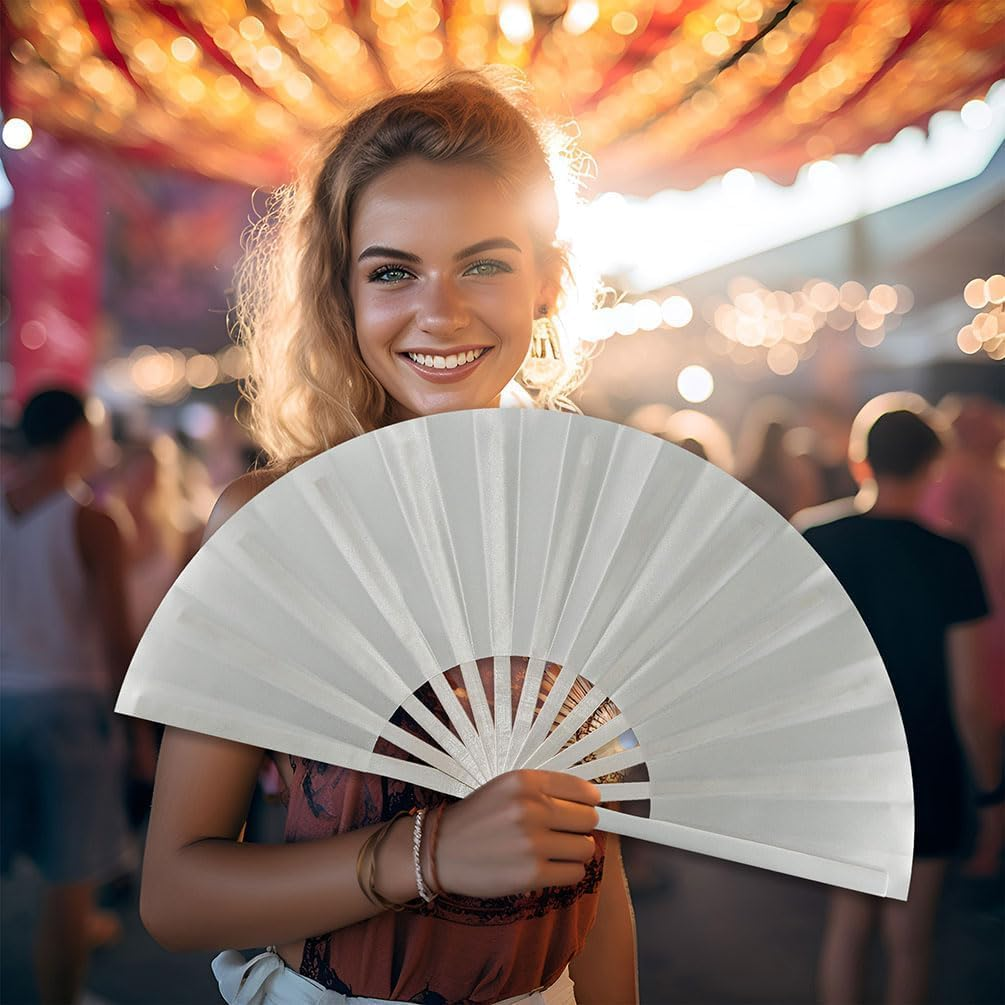 Wzenclave 4Pcs Hand Fans Foldable Folding Fans Silk Fabric Fan Suitable for Weddings and Home Decor image number 6