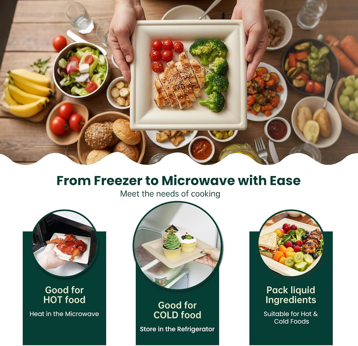 HEY BANK Disposable Paper Plates Set - 300 Pcs Party Plates Eco Friendly Dinnerware Set for 50 Guests - Biodegradable Plates, Forks, Knives, Spoons and Paper Napkins for Birthday, Camping, Wedding