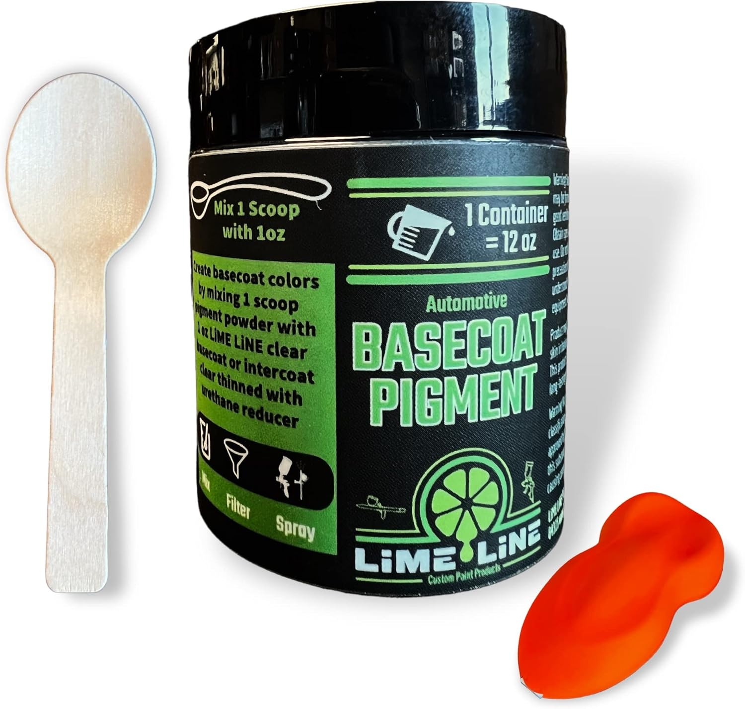 Lime Line Base Coat Maker Pigment Powder, Automotive Grade, Basecoat (Yellow Glow in the Dark) - Bright Green image number 3