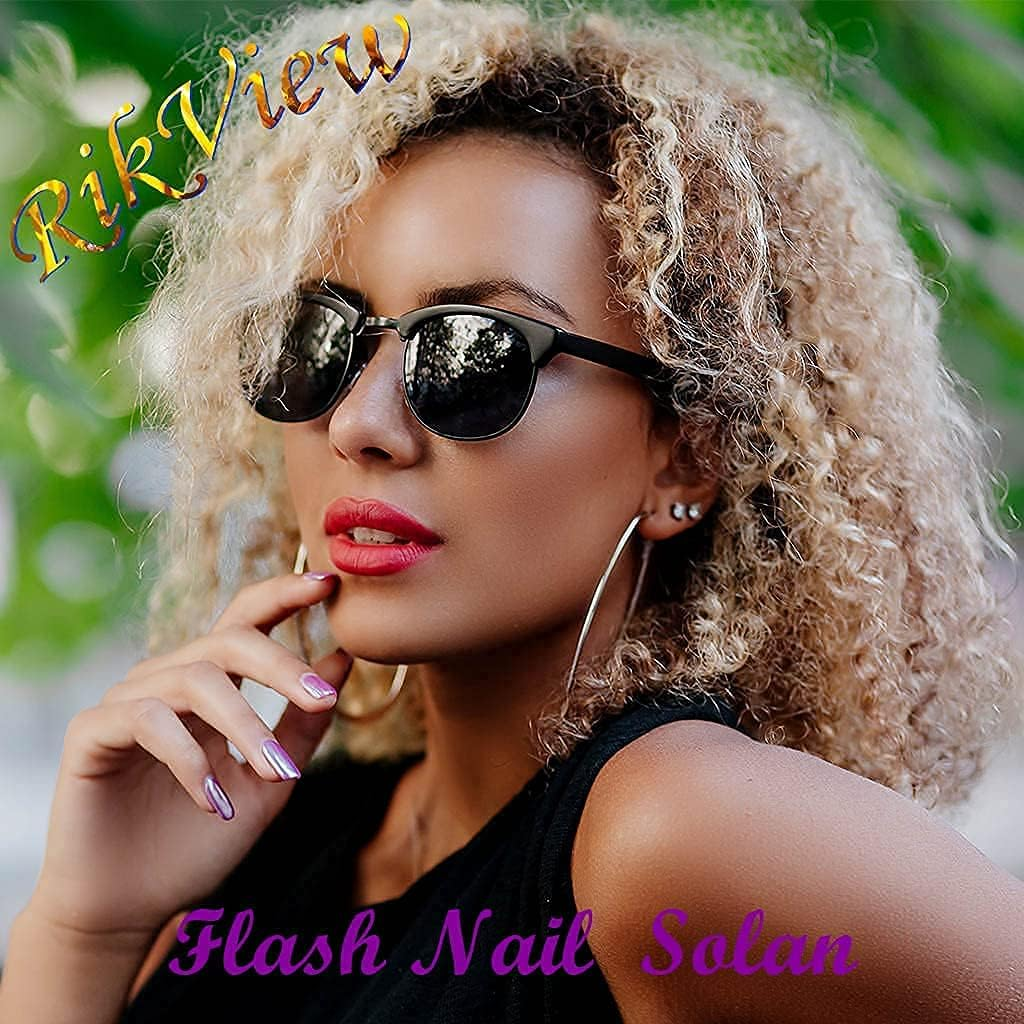 Rikview Press on Nails French Tip Nails Oval Nail Tips Glossy Fake Nails False Nails with Design Full Cover Acrylic Nails (Blue) image number 2