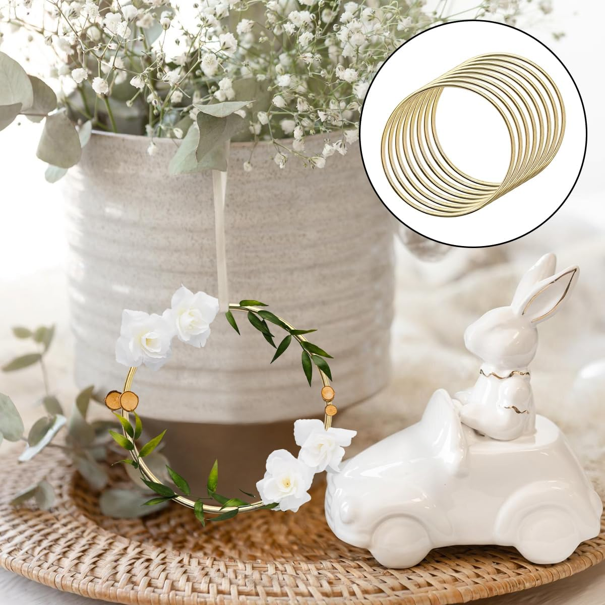 WELANE Dream Catcher Hoops, 8 PCS Gold Metal round Wreath Ring for Making Wedding Wreath, Dream Catcher, Wall Hanging Crafts (10Cm X 4Mm) image number 3