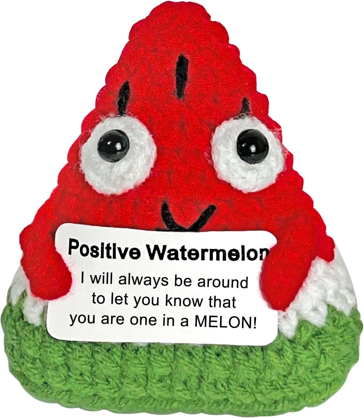 Crochet Watermelon Gift, Positive Crochet Animals, Red, Yarn-Wrapped, Bamboo, Home Decor, Gift-Giving, Emotional Support image number 2