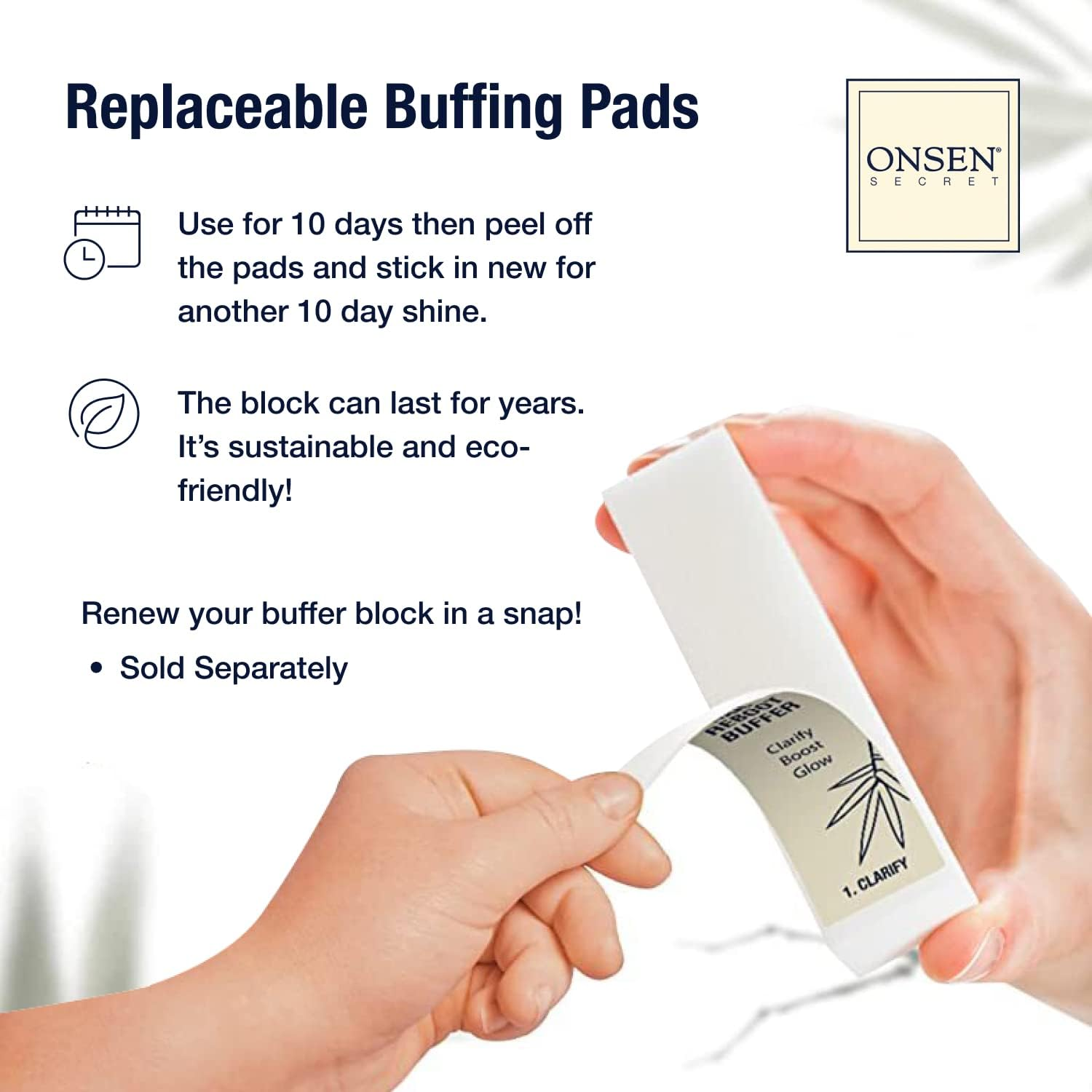 Professional Nail Buffer Block | Ultimate Shine Nail Buffing Block & 2 Extra Pads | 3-Way Buffing, Smooth & Shine after Filing | Purse Size Manicure Tools for Nail Care | 2 Pack by Onsen image number 2