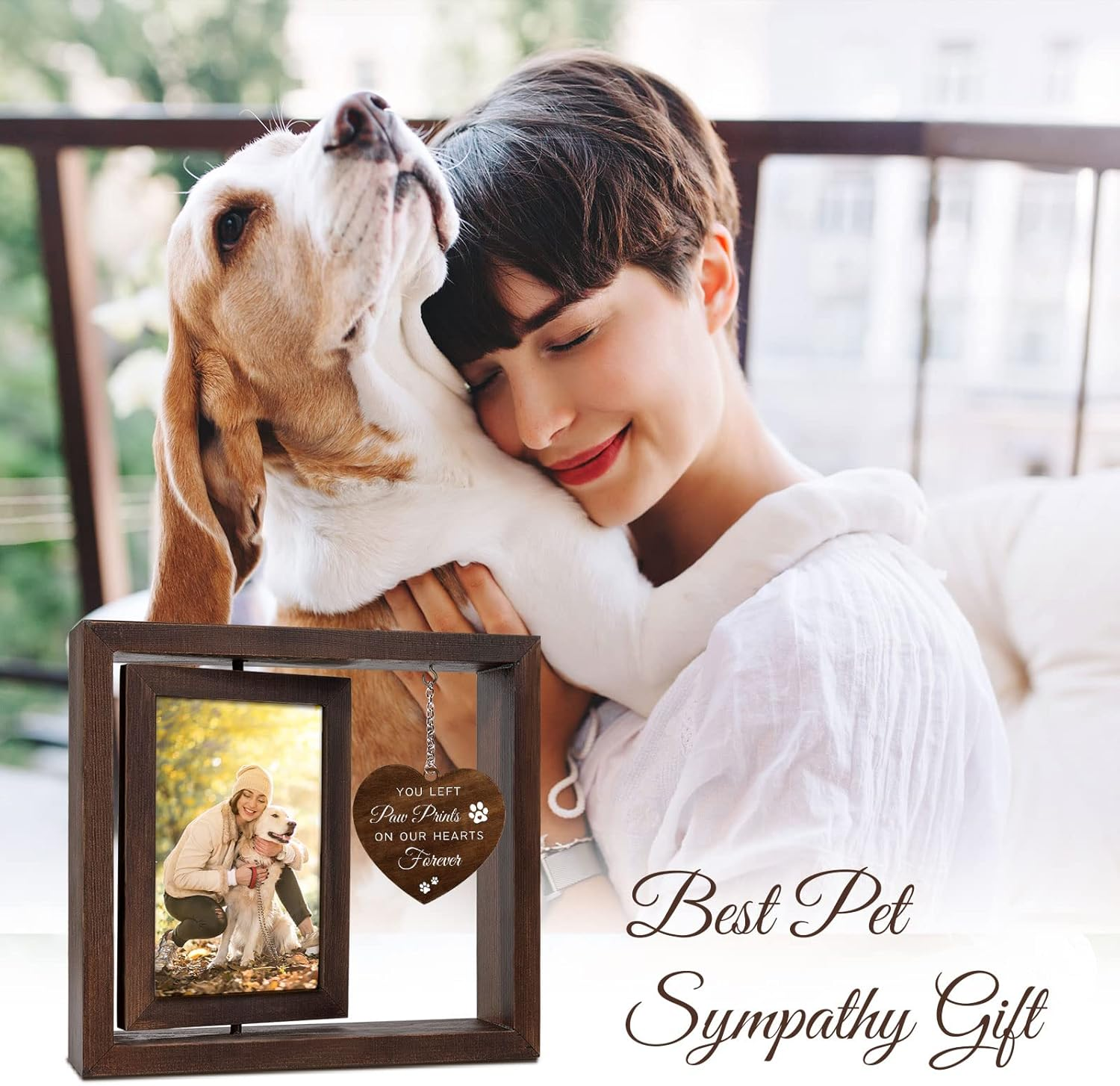 Jigfoxy Dog Memorial Picture Frame - Rotating Wooden Frame for 4X6 Photo - Pet Memorial Gifts for Dog Loss Sympathy Bereavement Remembrance Gift image number 5