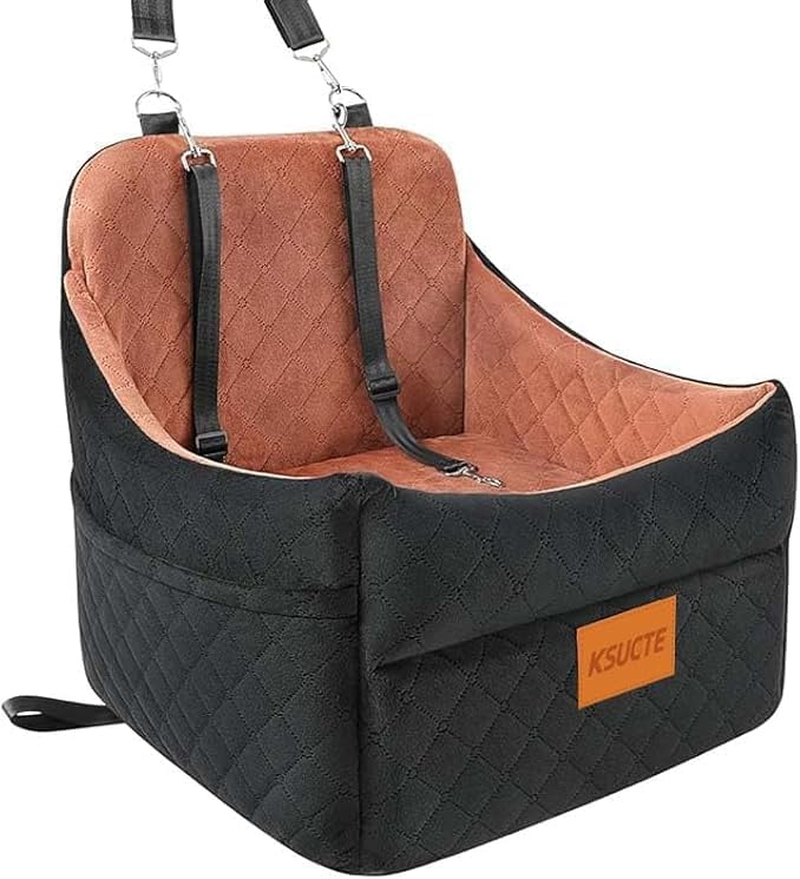 Dog Booster Car Seat for Small Dogs up to 30 Lbs &ndash; Elevated Pet Travel Seat, Safety Belt, Storage & Tether, for Front & Back Seats, Detachable & Washable (Black, 47Cm)