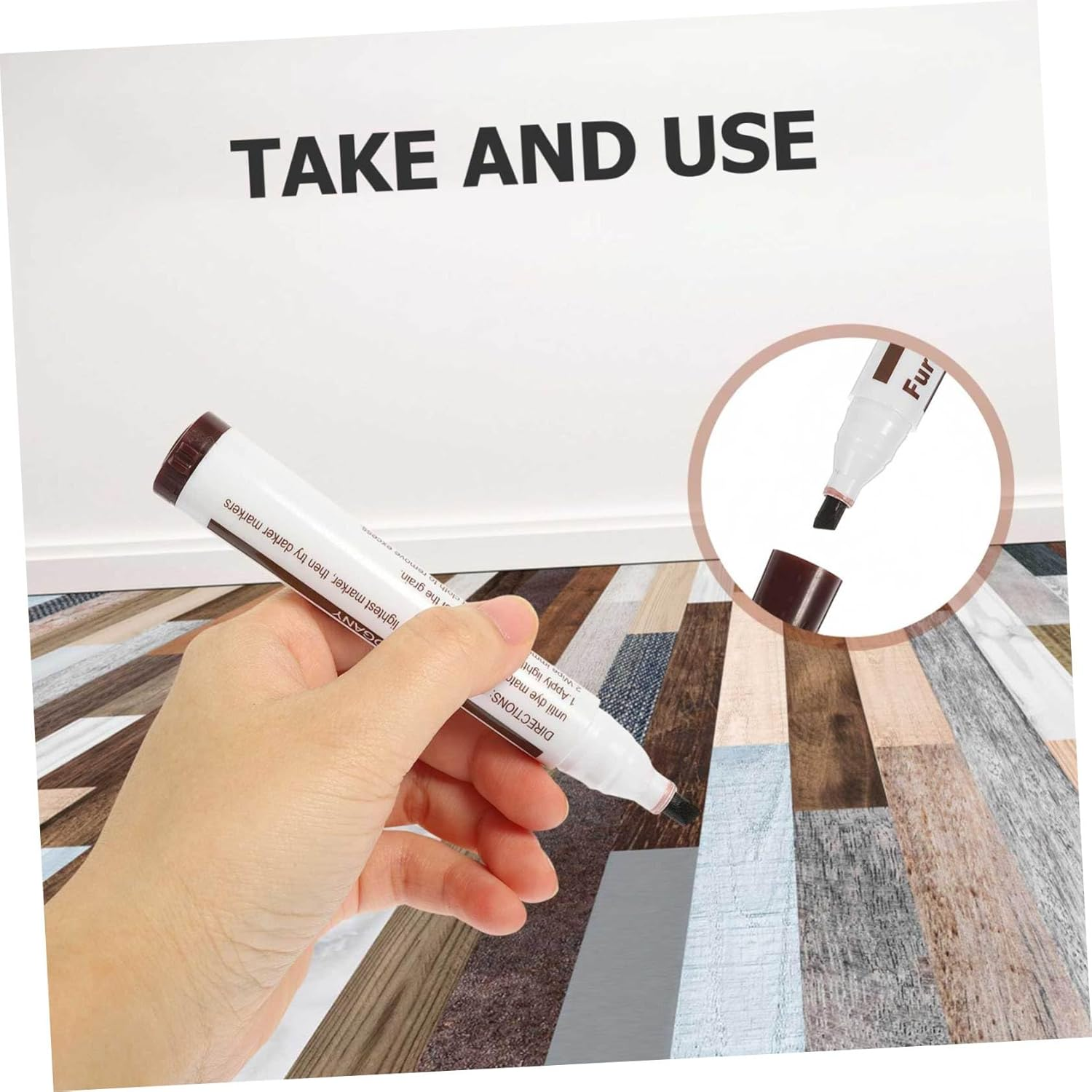 Baluue Wood Scratch Repair Markers Furniture Touch-Up Pens 10Pcs Set Waterproof Portable Painting Markers for Floor Cabinets and Chairs Furniture Repair Kit image number 3