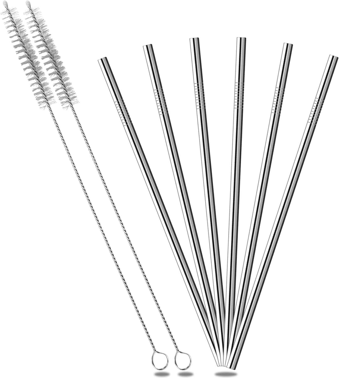 EKIND Stainless Steel Reusable Bent Drinking Straws and Cleaning Brush Set (Set of 4)