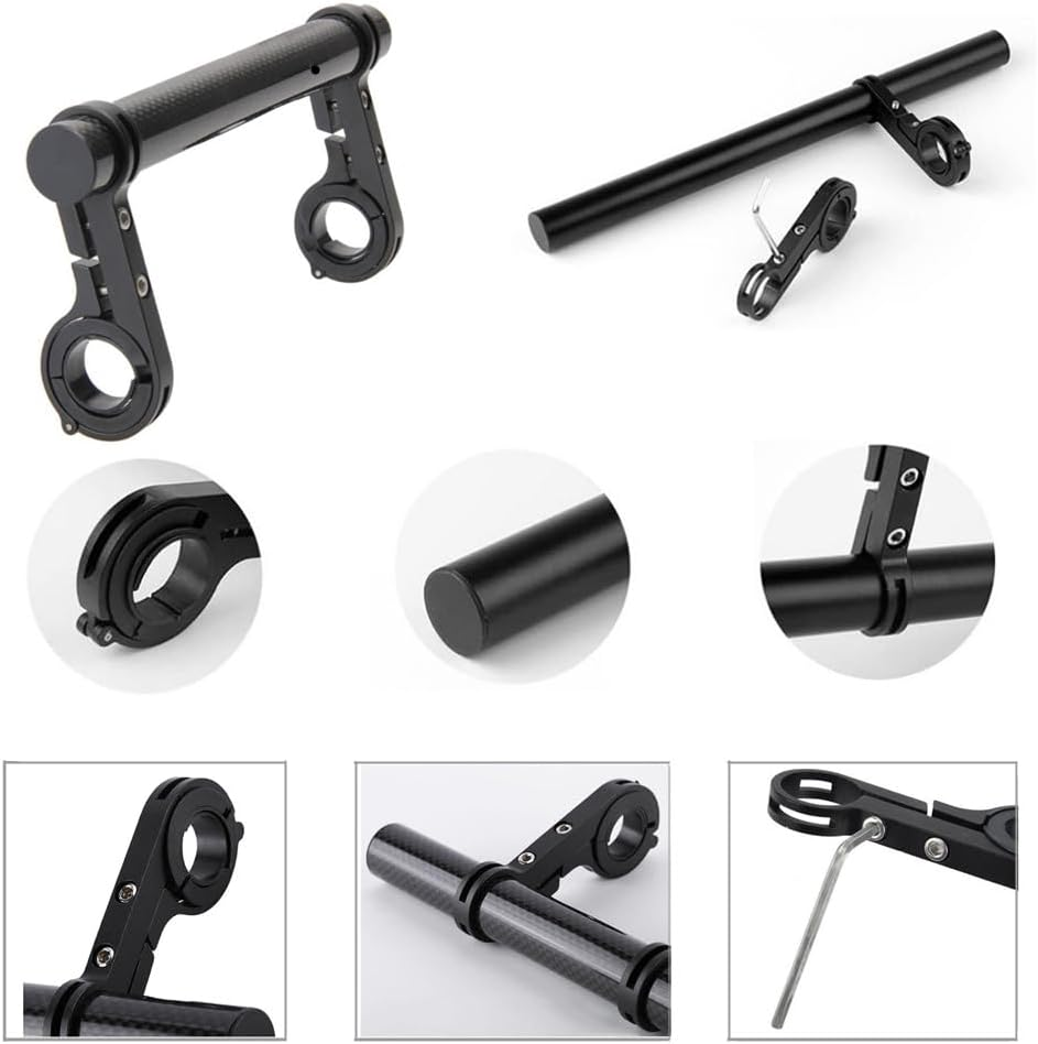 Bike Handlebar Extender Multifunction Double Bike Handlebar Extender Aluminum Alloy Super Long Clamp Bracket Accessory Handlebar Extension Rack for Holding Bicycle Speedometer (Double Clamp - 20Cm) image number 3