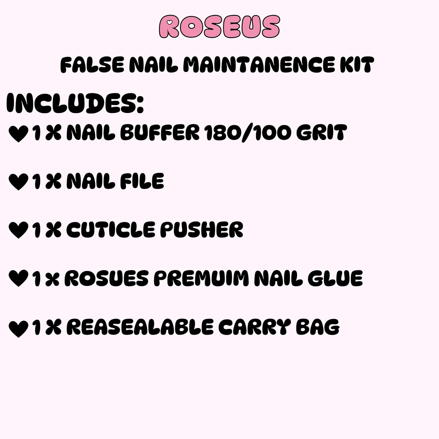 ROSEUS Press on Nails Application Kit Nail Repair Maintenance Kit False Nail Kit Buffer File Pusher Gel Glue Fake Nails Kit image number 2